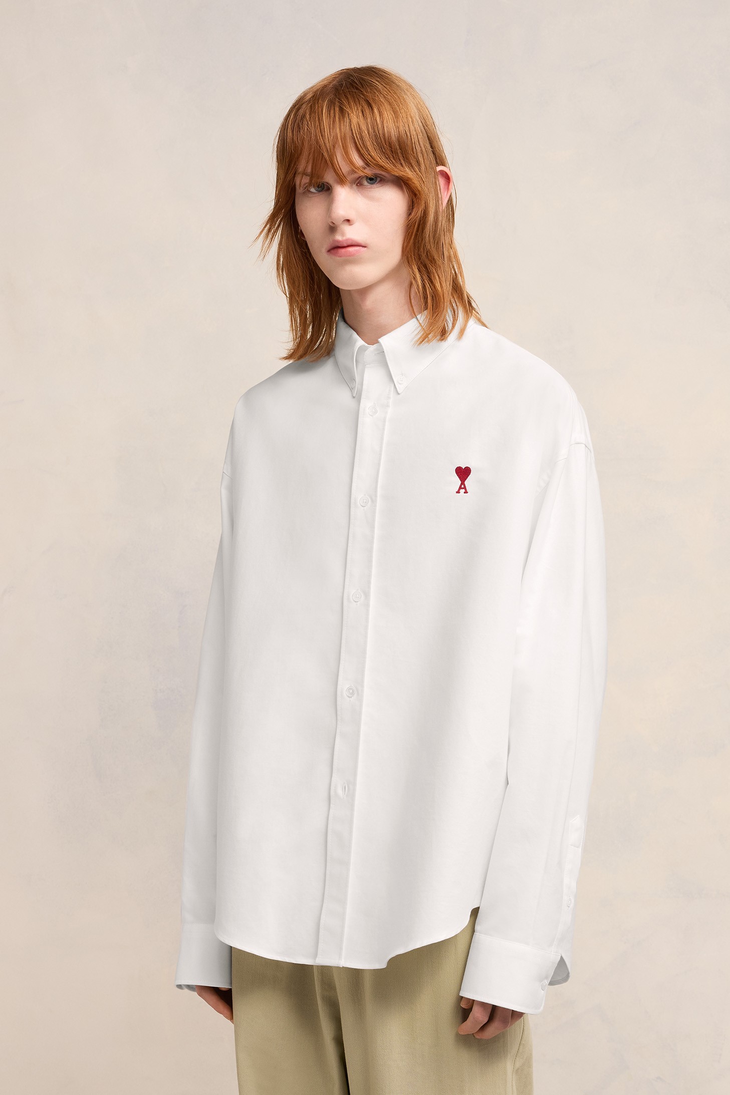 AMI PARIS de Coeur Boxy Fit Shirt in White XS