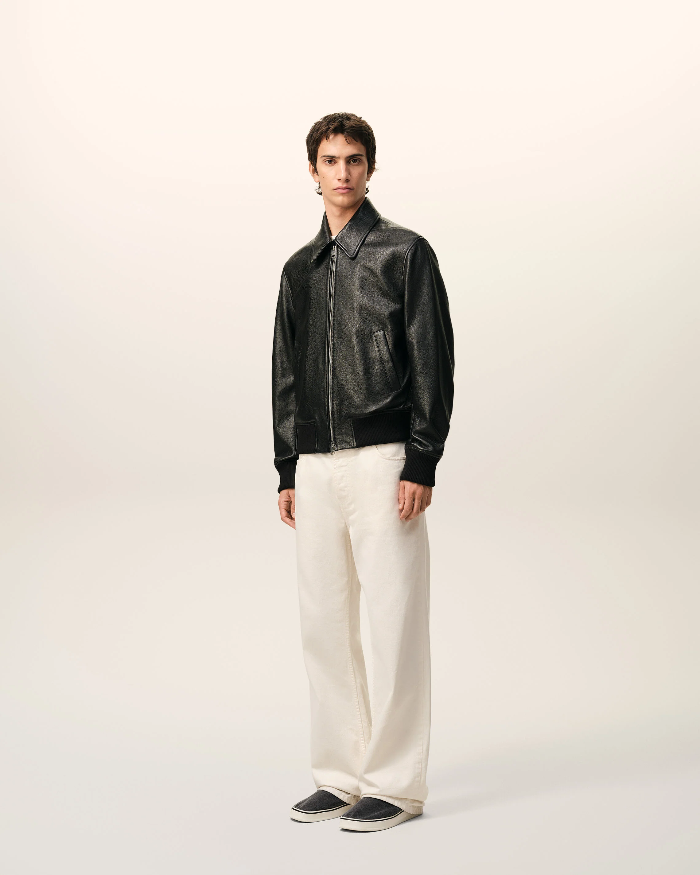 AMI PARIS Leather Jacket in Black