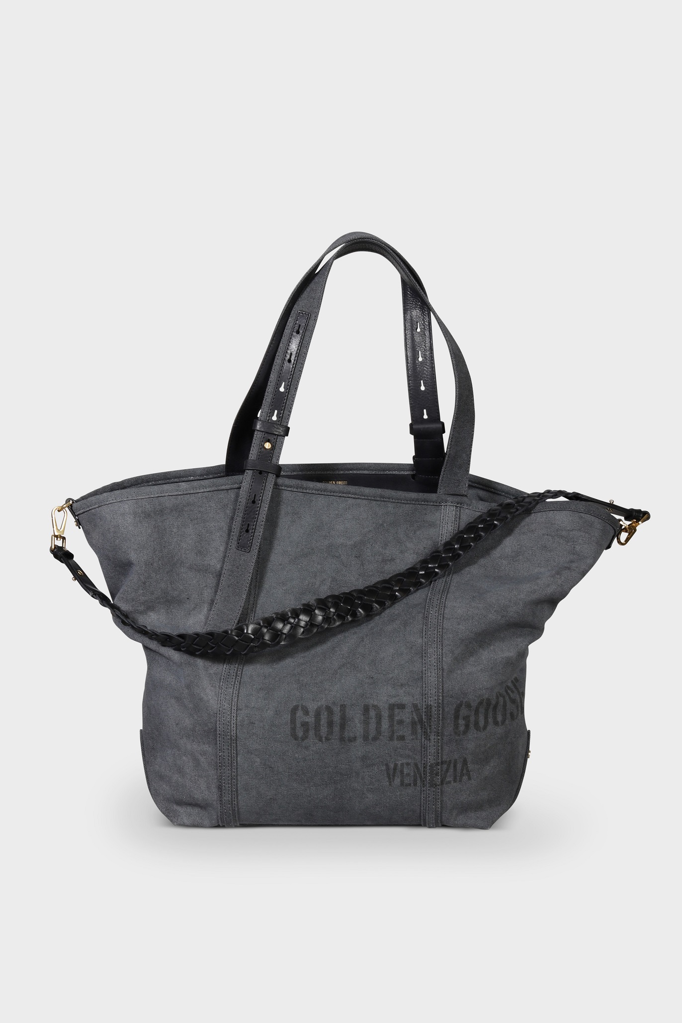 GOLDEN GOOSE Shopping 24.7 Canvas Tye Dye Bag in Anthracite GOLDEN GOOSE Shopping 24.7 Canvas Tye Dye Bag in Anthracite