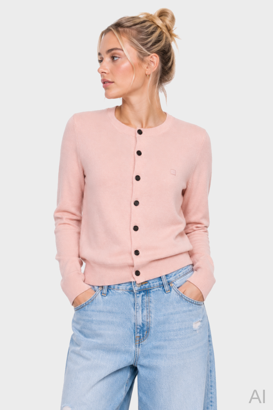 ACNE STUDIOS Knit Cardigan in Dirty Pink M