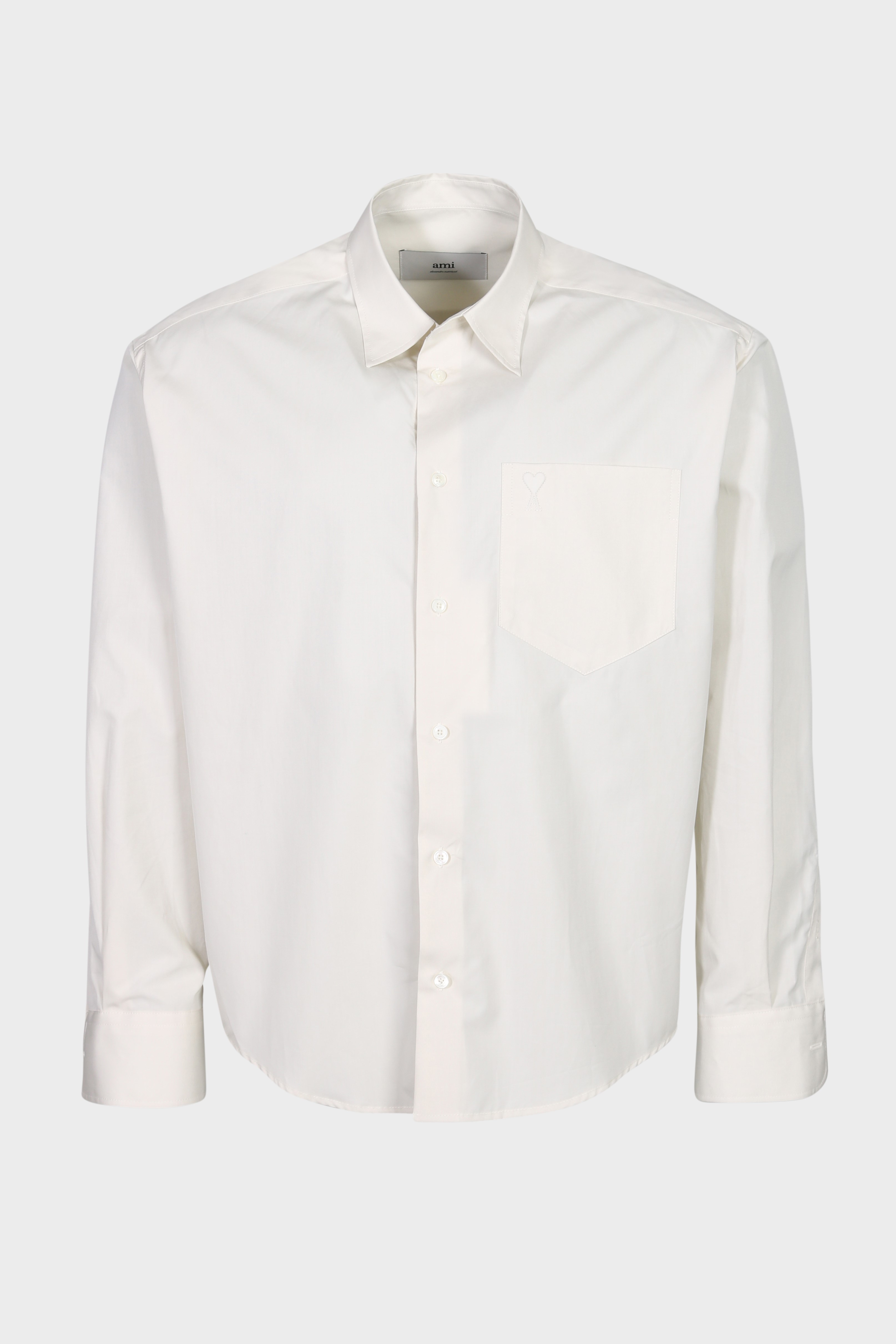 AMI PARIS de Coeur Embossed Boxy Shirt in Ivory AMI PARIS de Coeur Embossed Boxy Shirt in Ivory