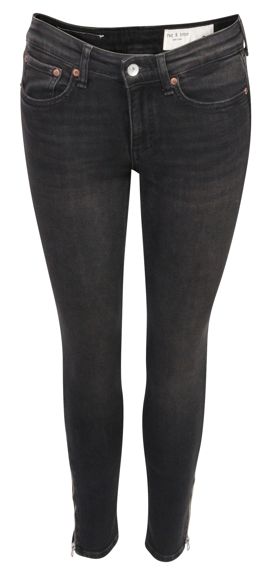 Rag & Bone Midrise Jeans Cate Ankle Skinny Zip Black