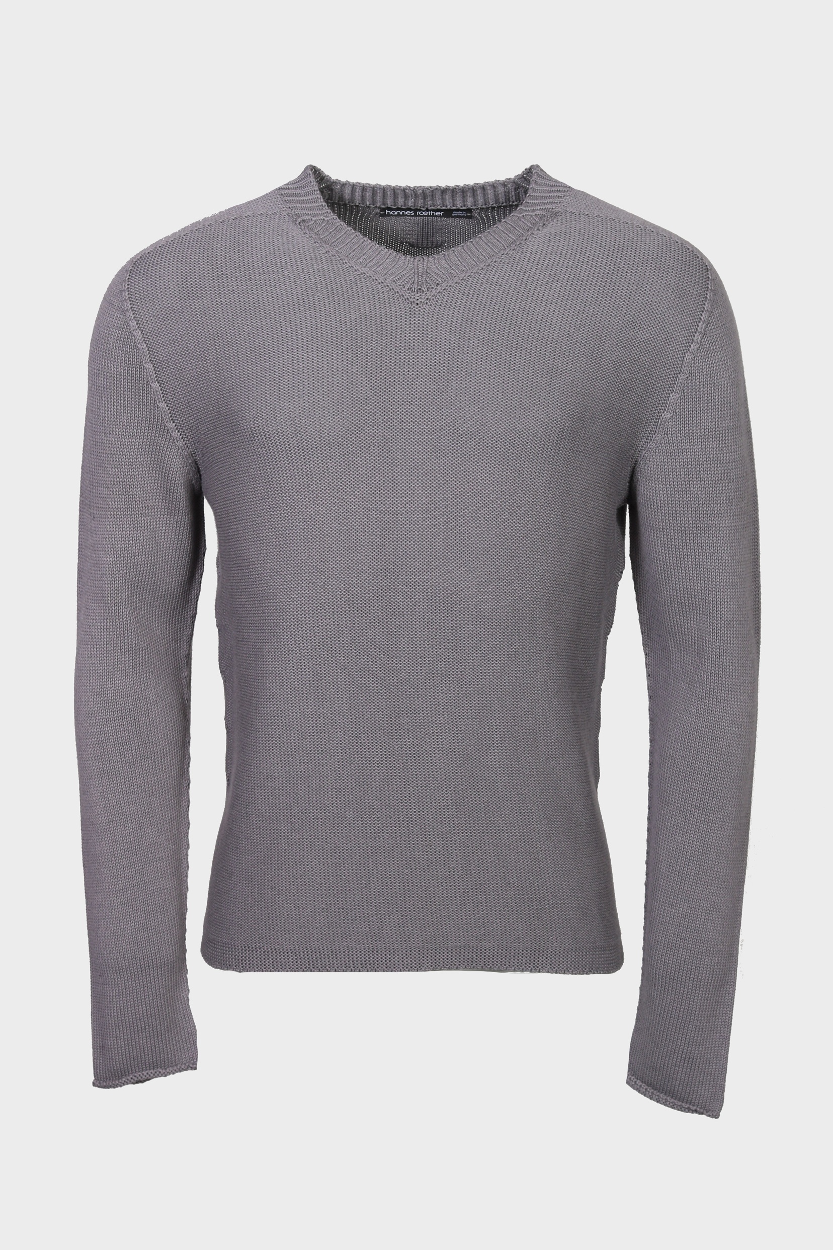 HANNES ROETHER V-Neck Knit Sweater in Grey