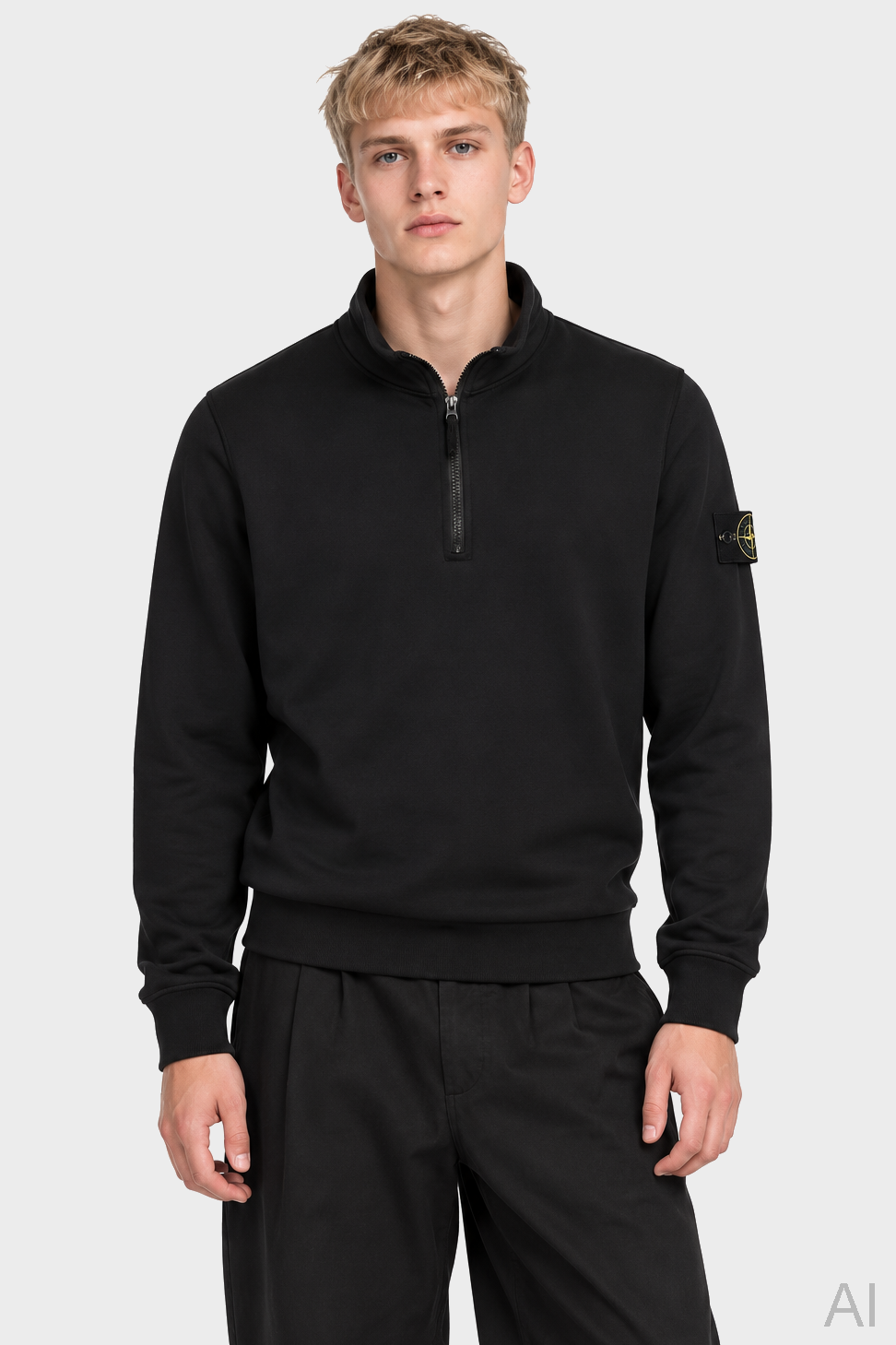 STONE ISLAND Half-Zip Sweatshirt in Black
