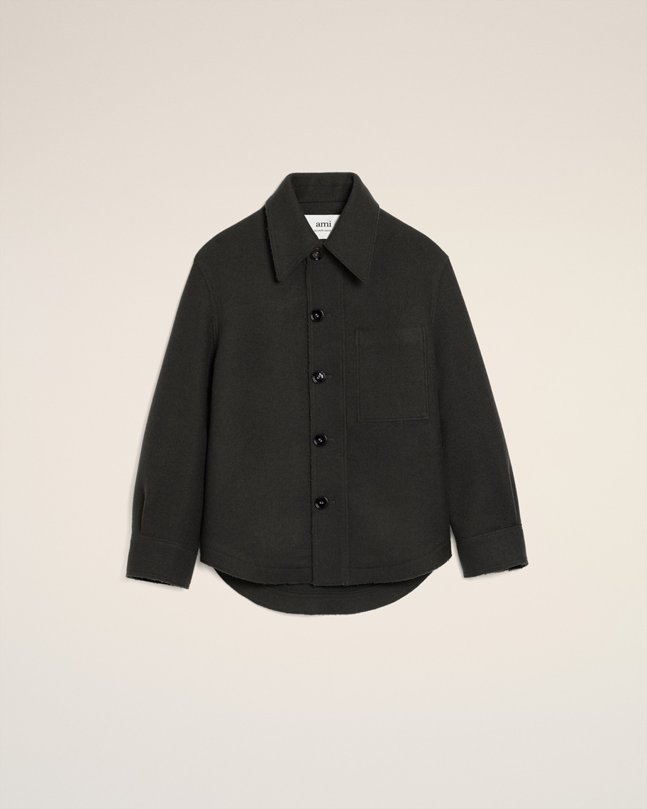 AMI PARIS Wool Shirt Jacket in Anthracite AMI PARIS Wool Shirt Jacket in Anthracite