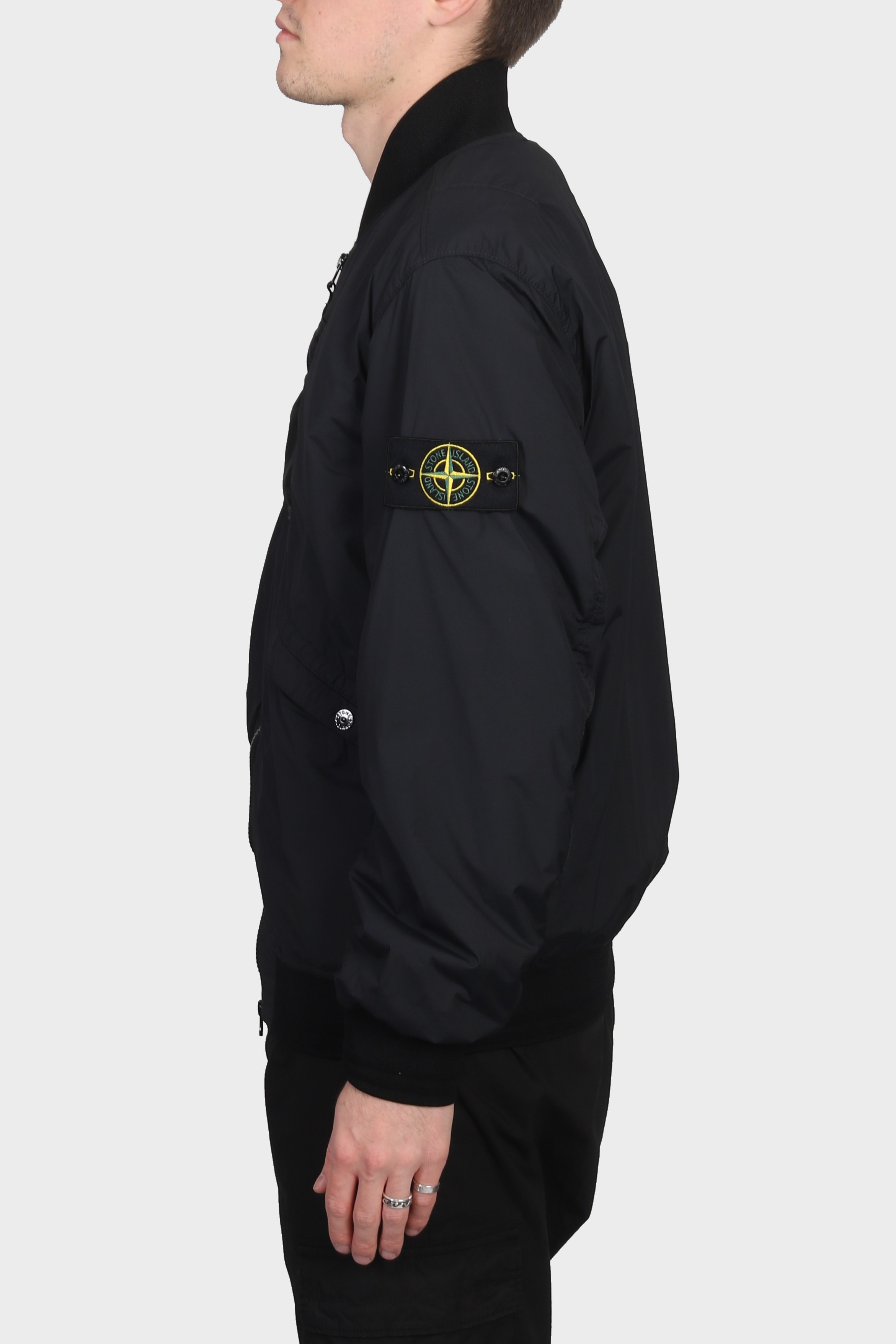 STONE ISLAND Skin Touch Nylon Bomber Jacket in Black M