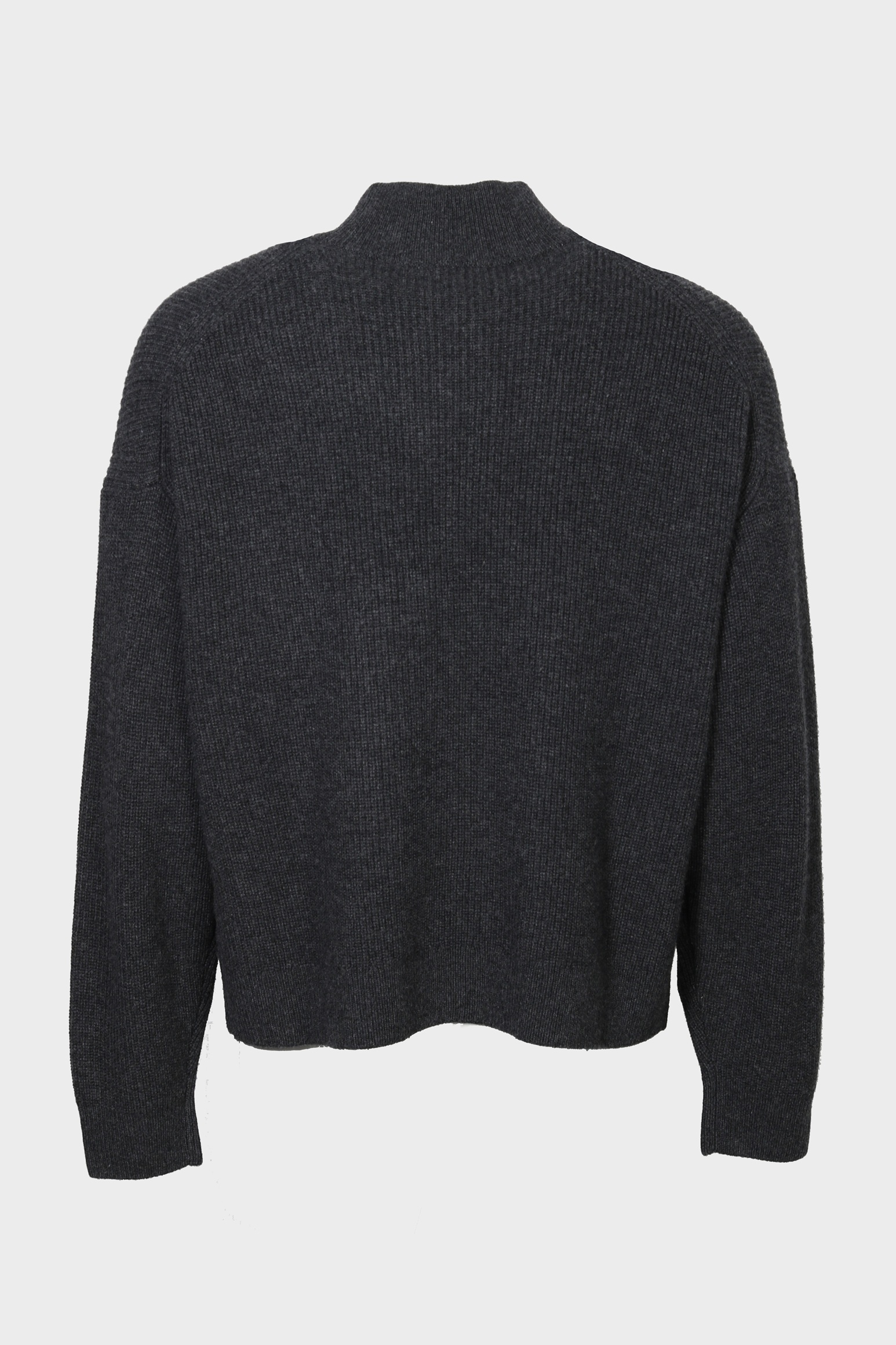 YACAIA Oversized Ribbed Half-Zip Merino/Cashmere Sweater in Black Melange