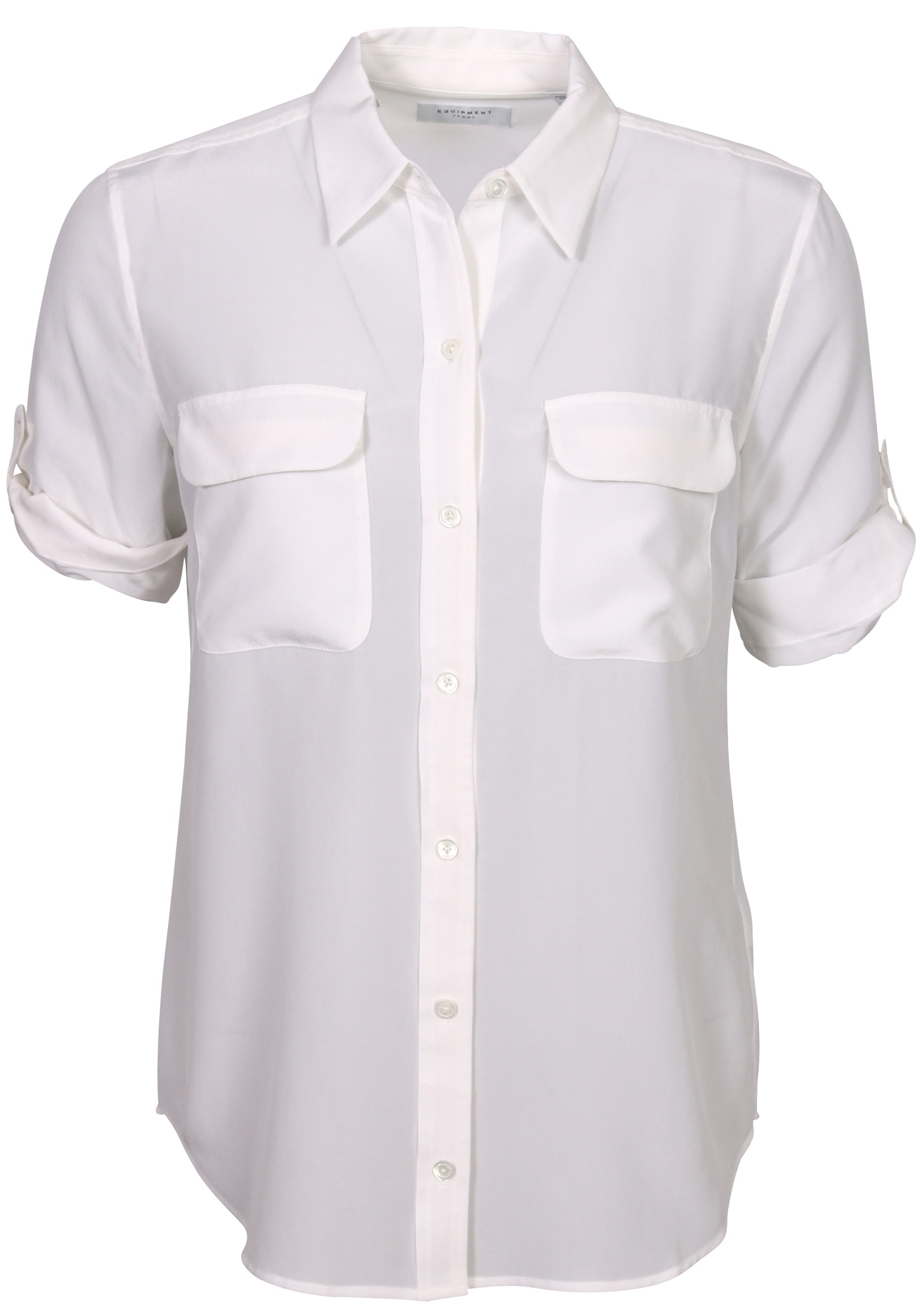Equipment Short Sleeve Slim Signature Silk Shirt White