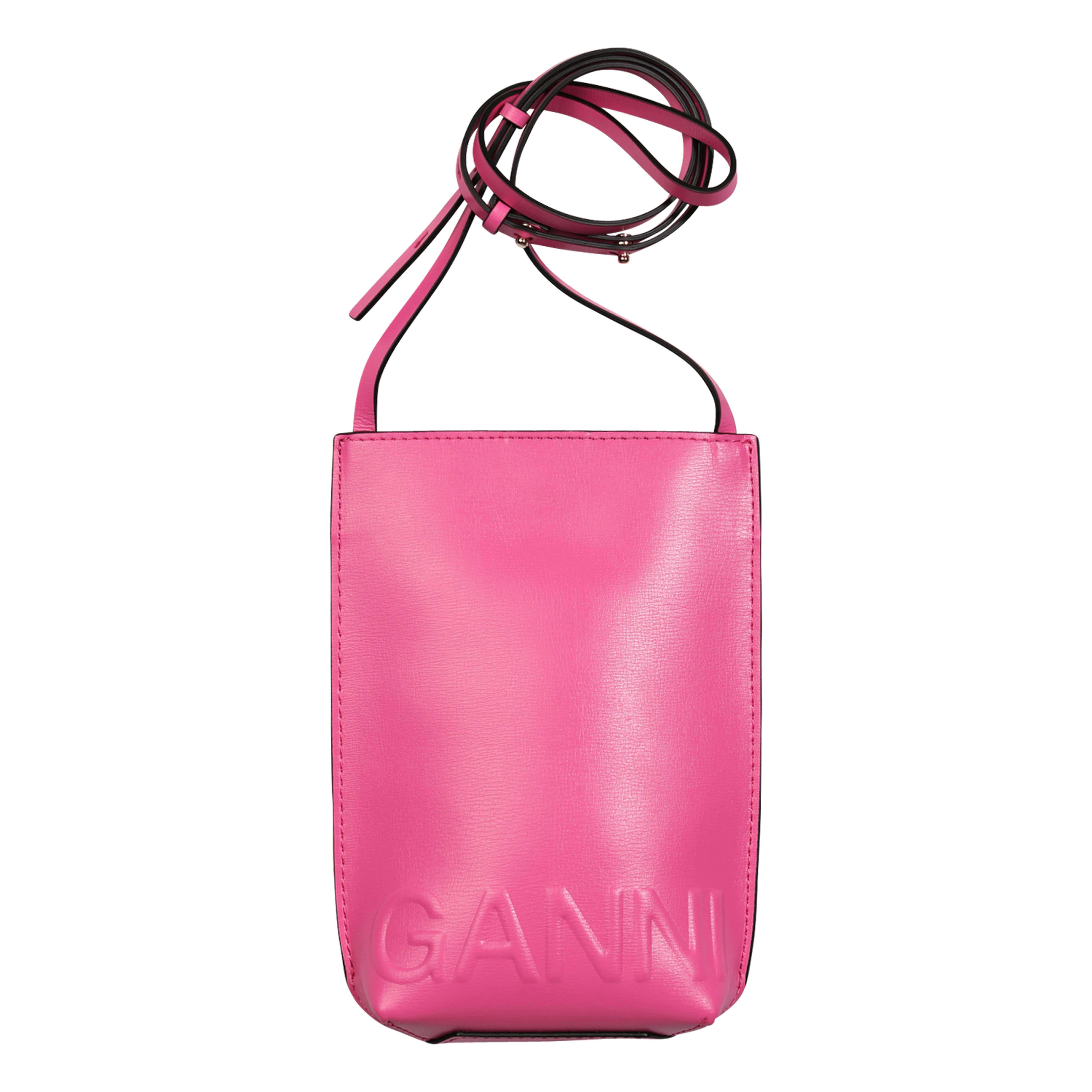 Ganni Recycled Leather Small Crossbody Bag in Pink