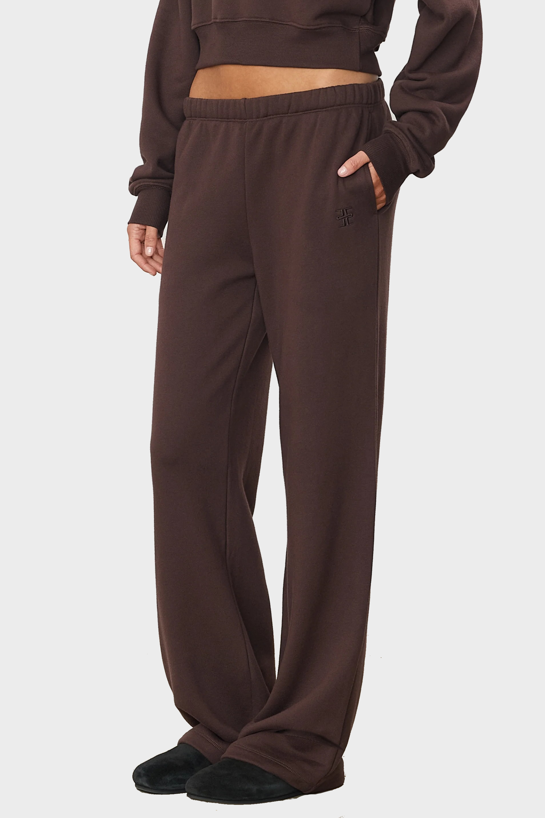 ÉTERNE Oversized Wide Leg Sweatpant in Espresso