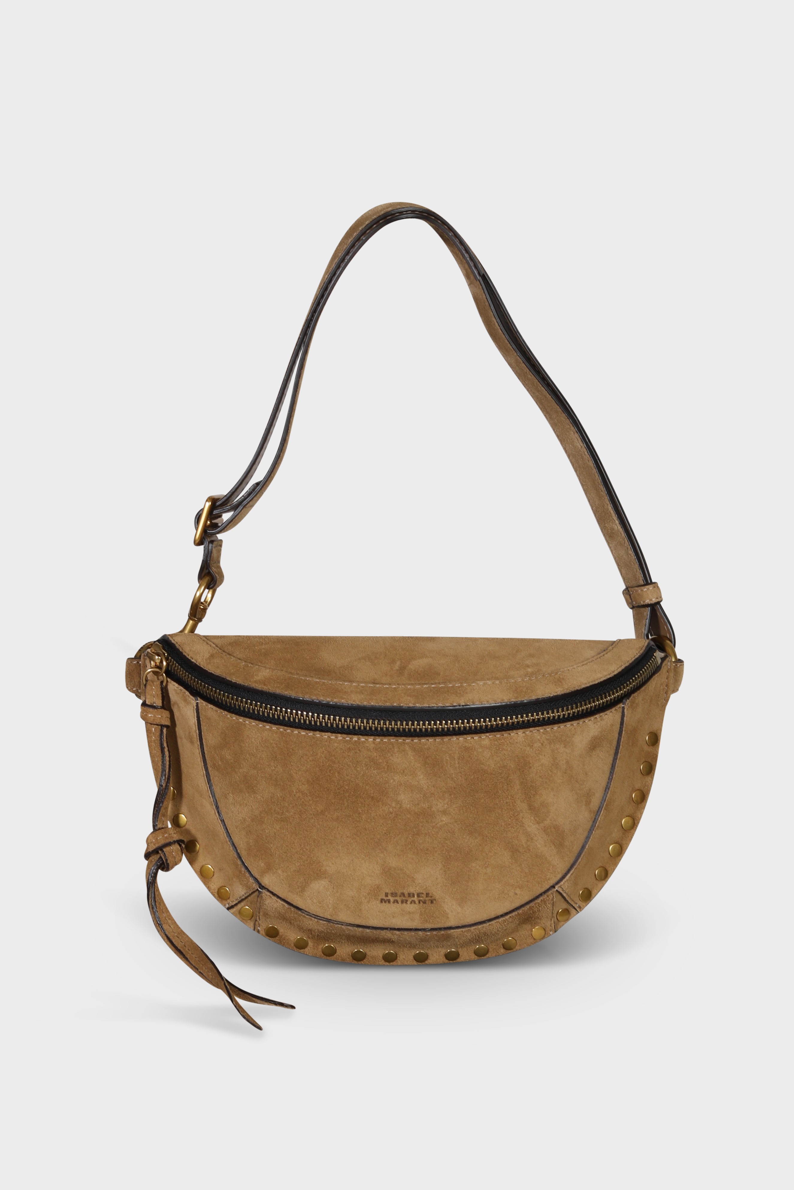 ISABEL MARANT Skano Fannypack in Taupe Velvet with Studs