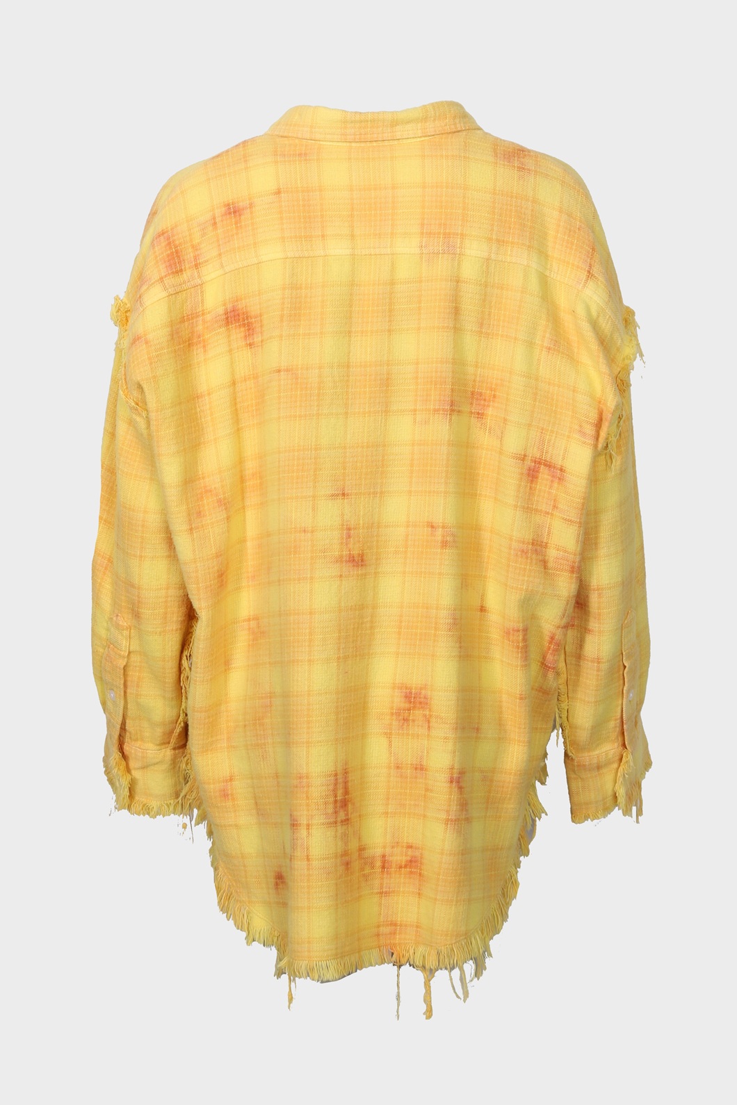 R13 Shredded Seam Drop Neck Shirt in Yellow Plaid