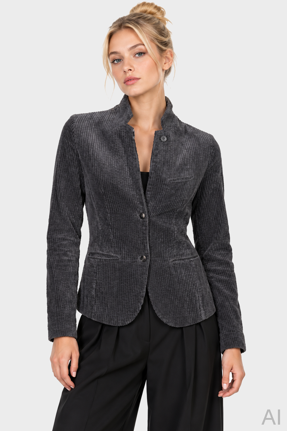 HANNES ROETHER Corduroy Jacket in Dark Grey