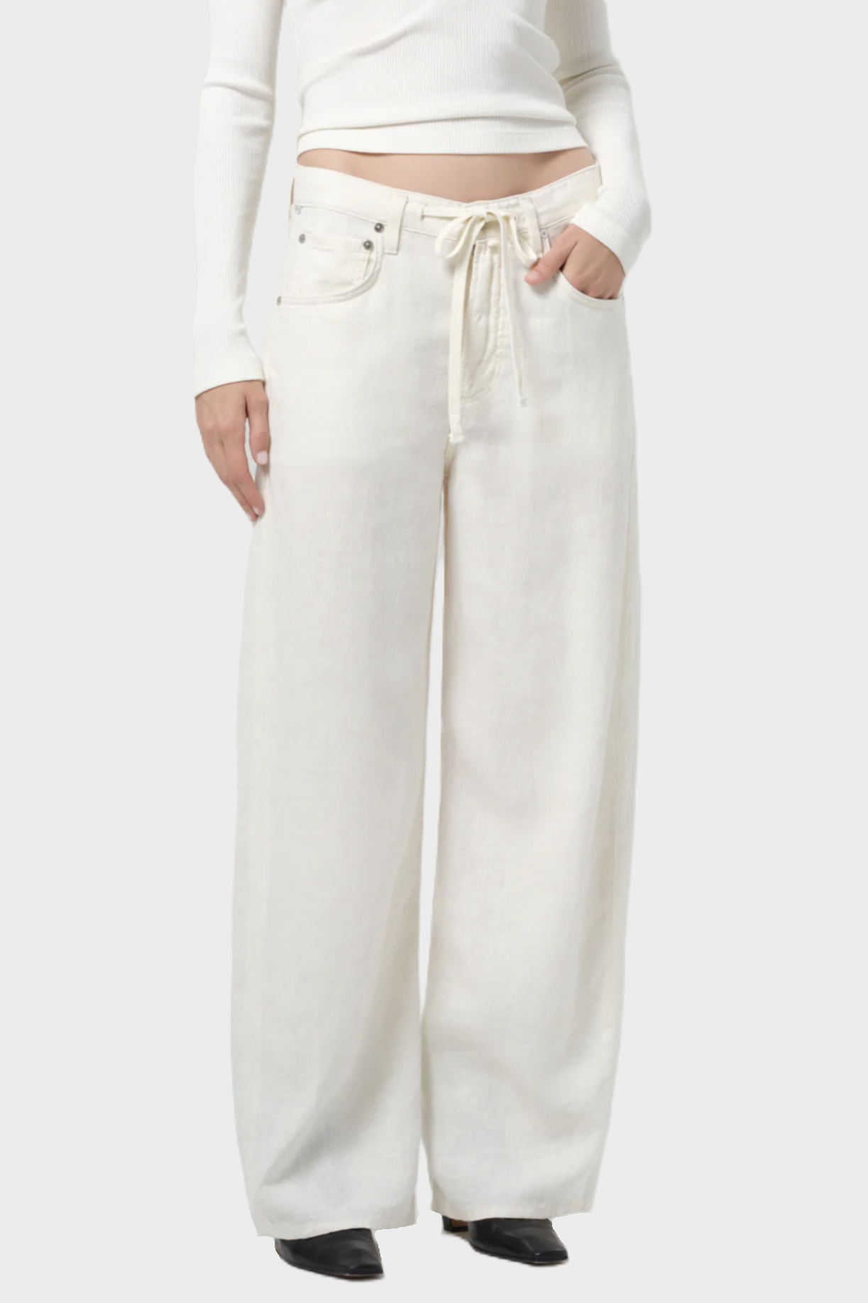 CITIZENS OF HUMANITY Brynn Drawstring Linen Pant in Vanilla
