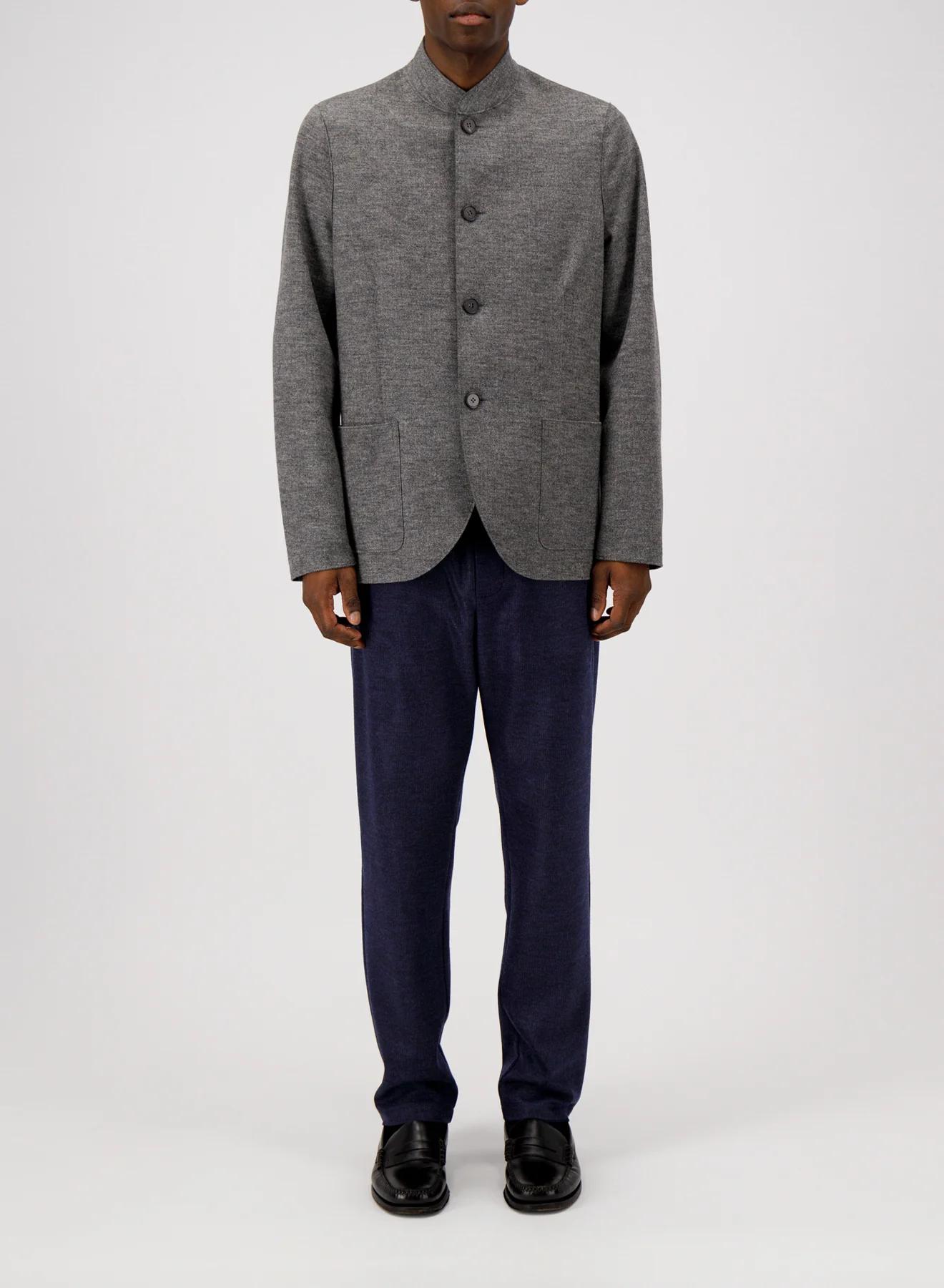 HARRIS WHARF Superfine Merino Jacket in Dark Grey Melange