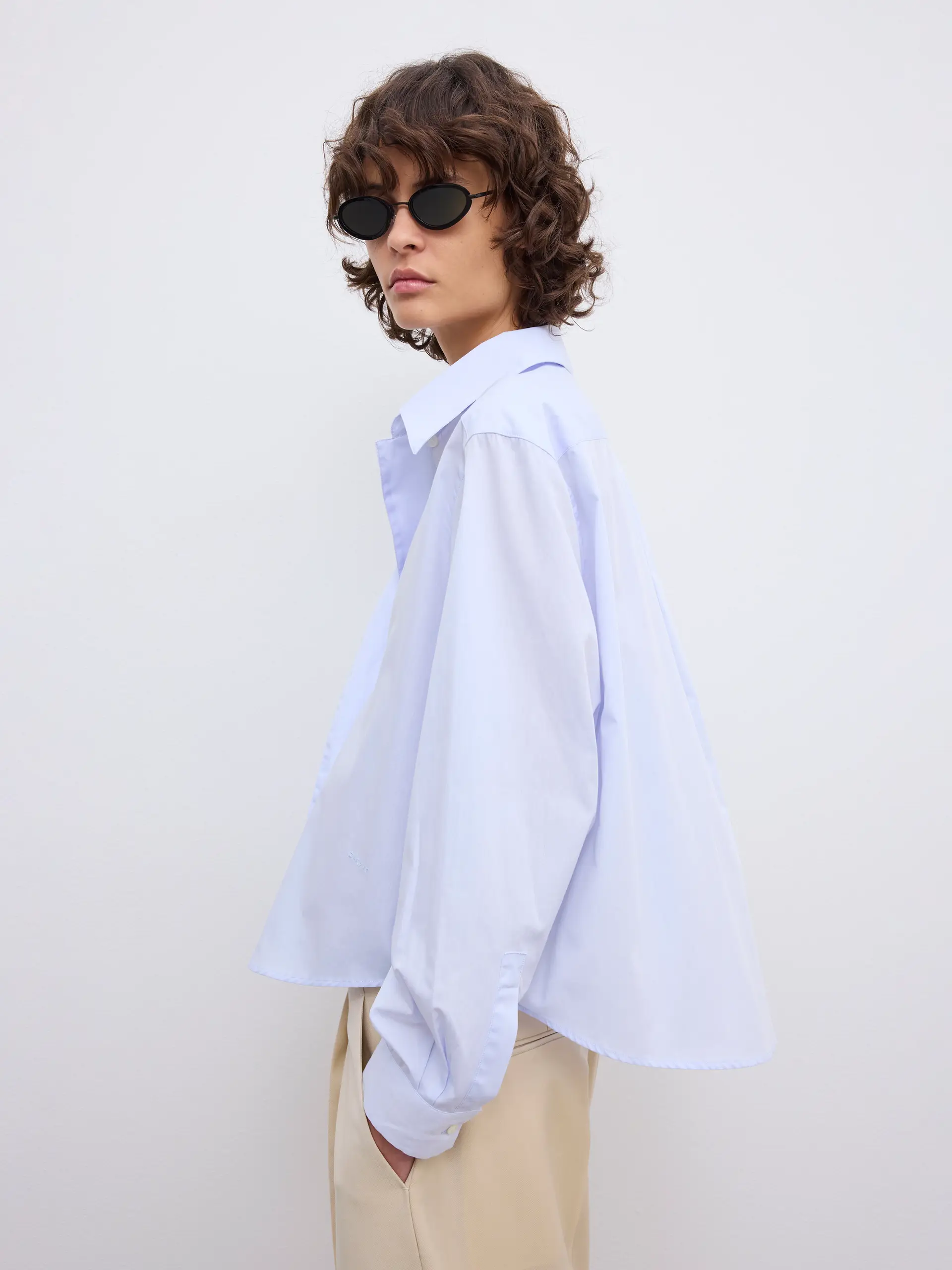 DAGMAR Cropped Shirt in Light Blue