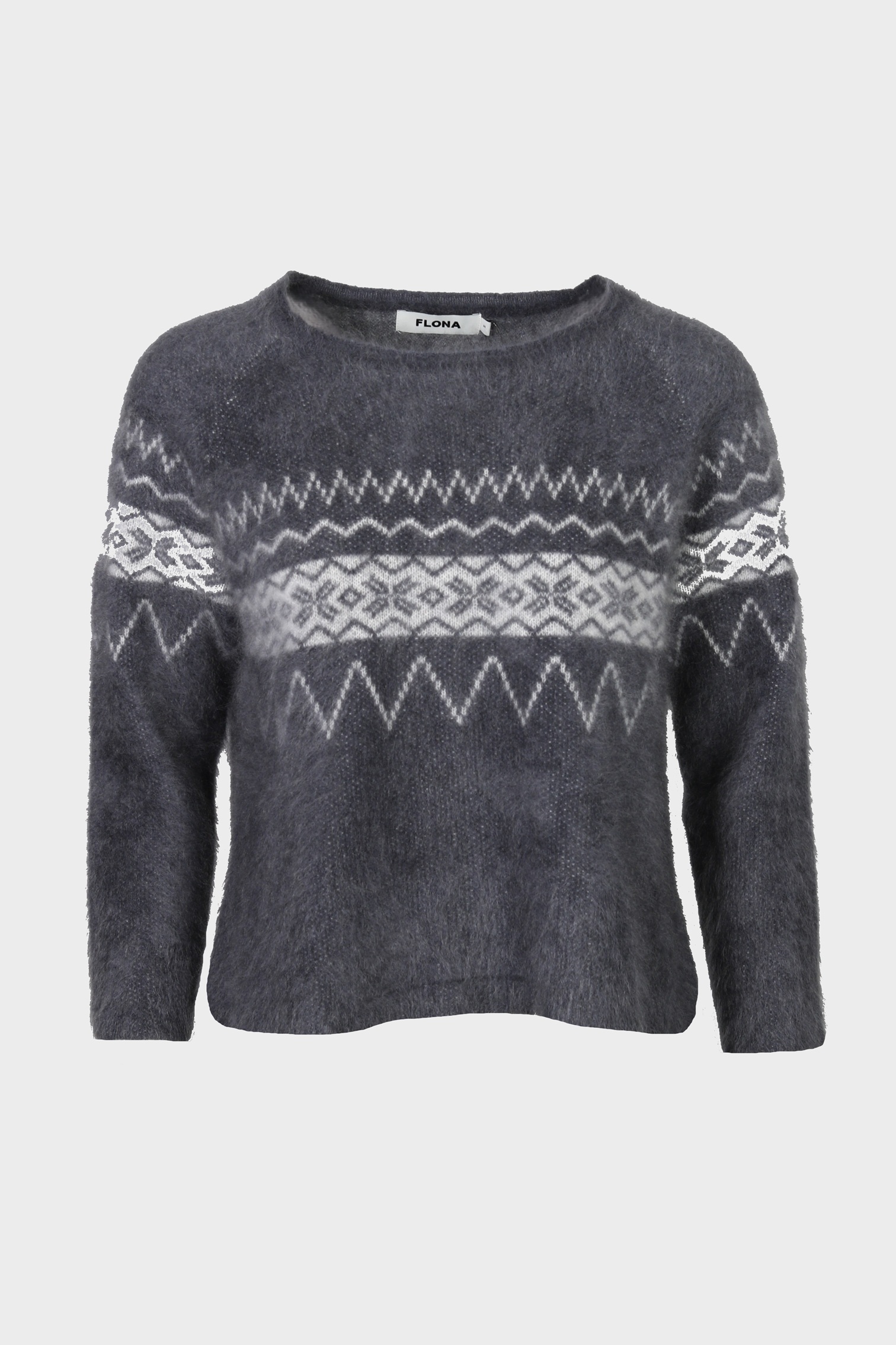 FLONA Cashmere Fluffy Sweater in Blue Grey