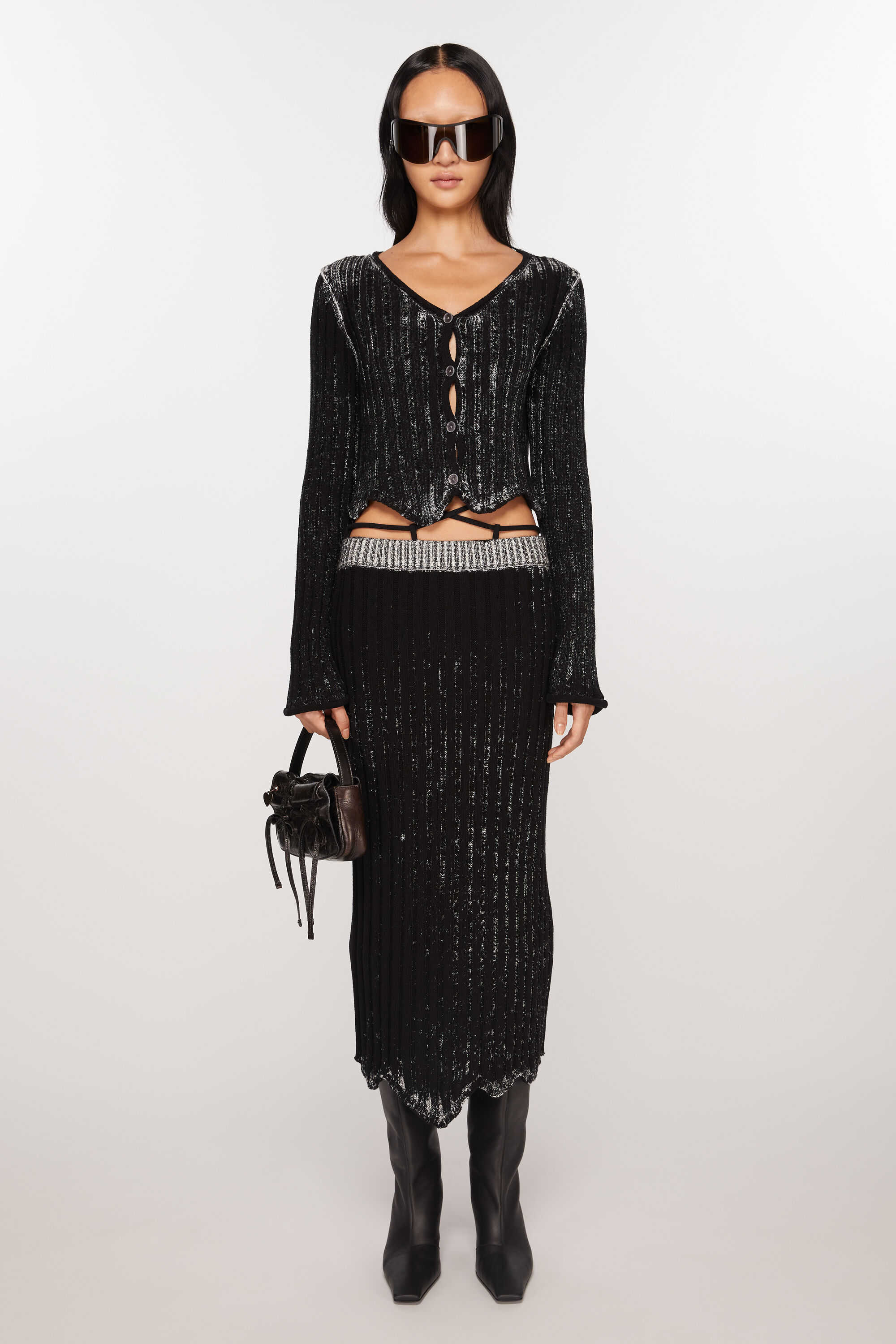 ACNE STUDIOS Knit Skirt in Black/White M