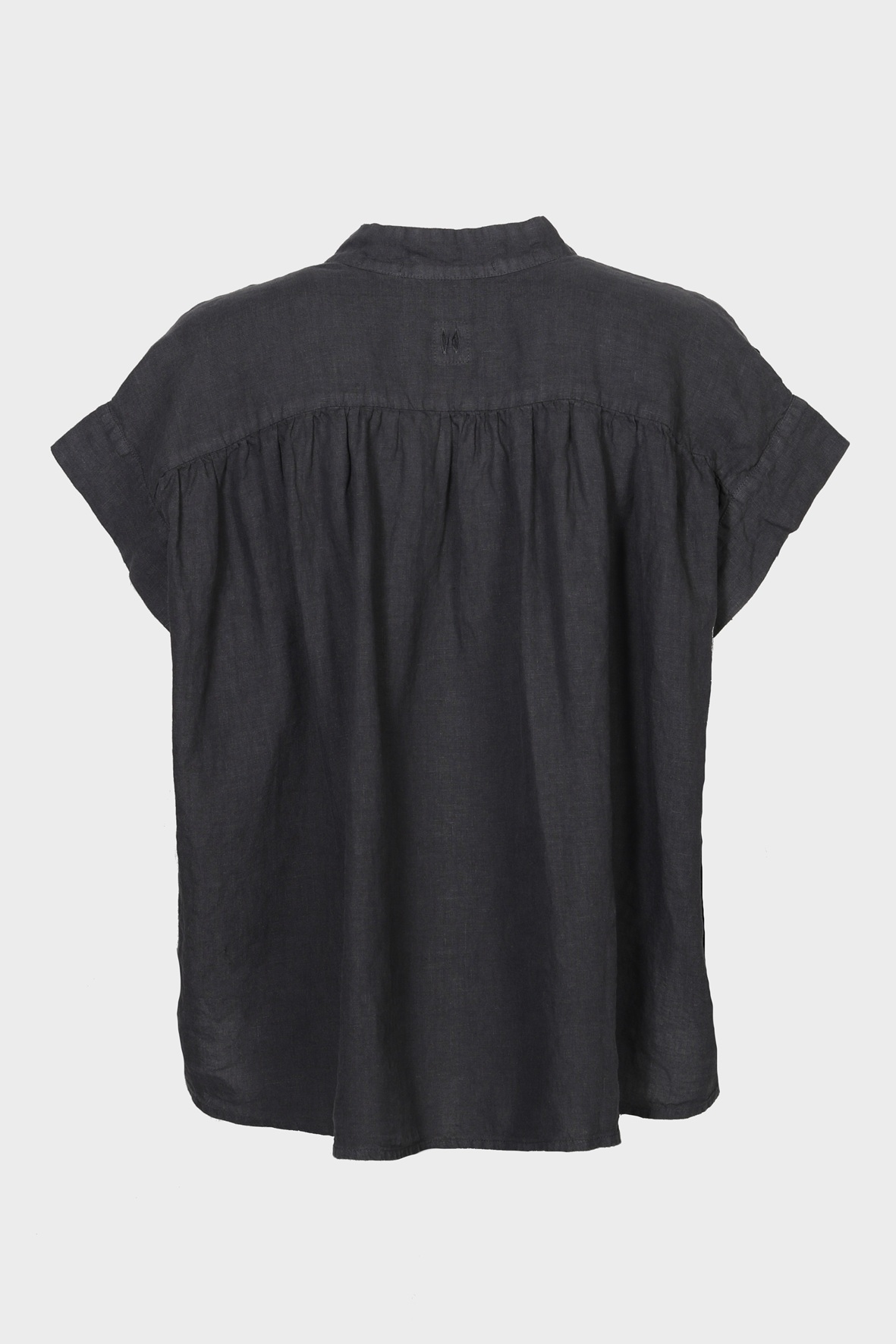 HANNES ROETHER Linen Blouse in Dark Grey