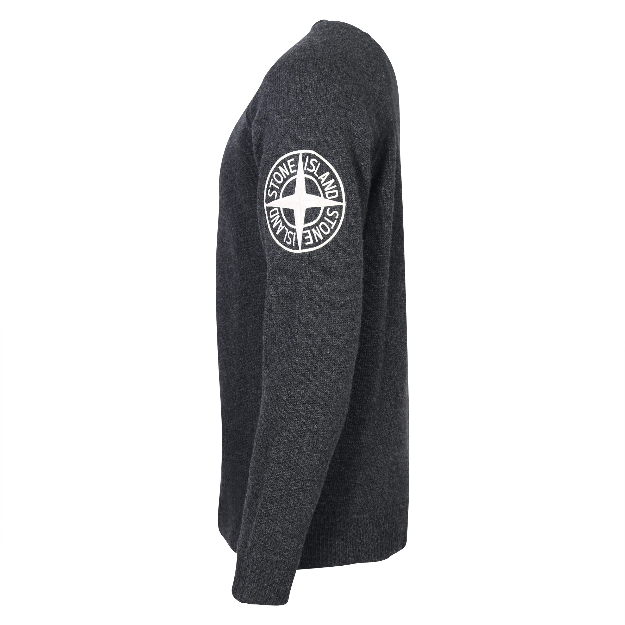 Stone Island Crew Neck Knit Sweater Dark Grey Melange