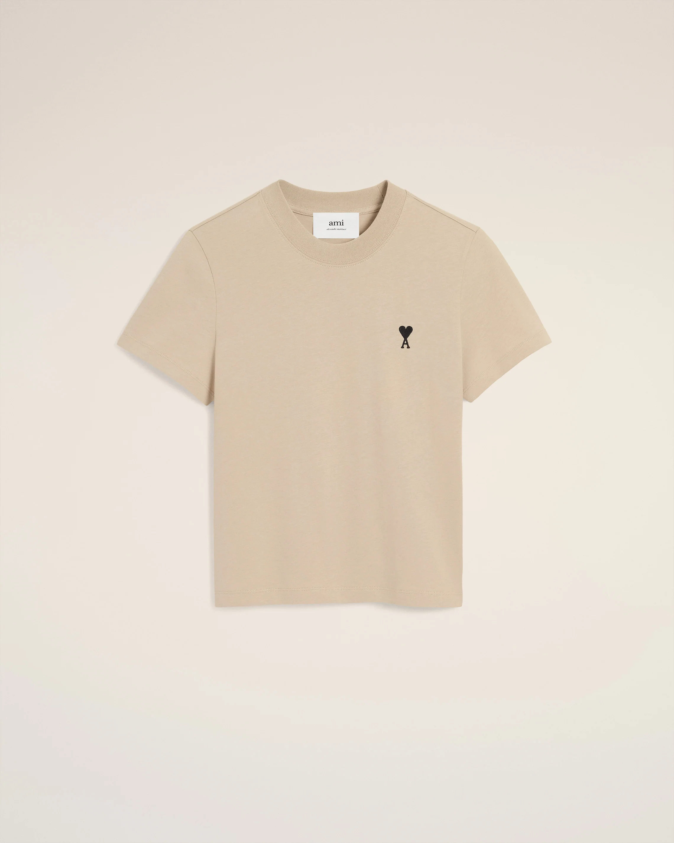 AMI PARIS de Coeur Fitted T-Shirt in White Coffee/Black