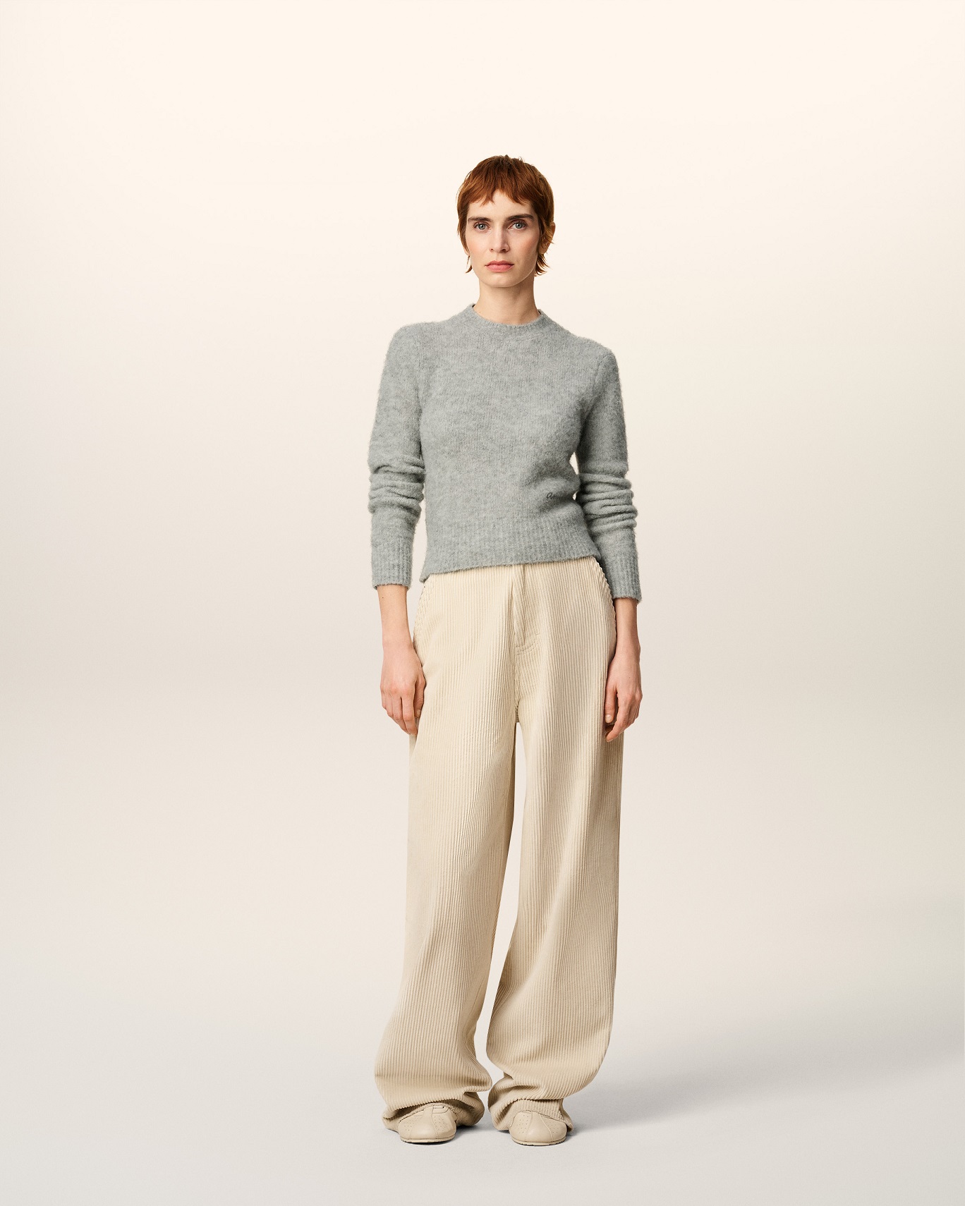 AMI PARIS Fluffy Knit Sweater in Grey