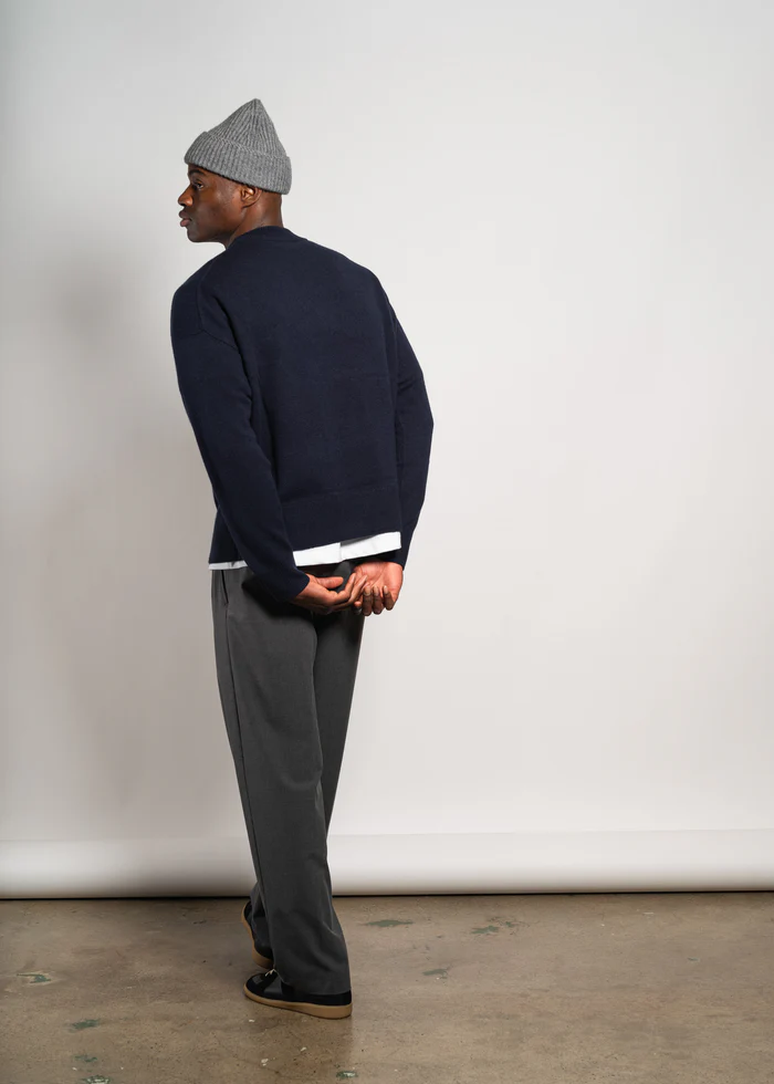 YACAIA Wool/Cashmere Sweater in Navy XXL