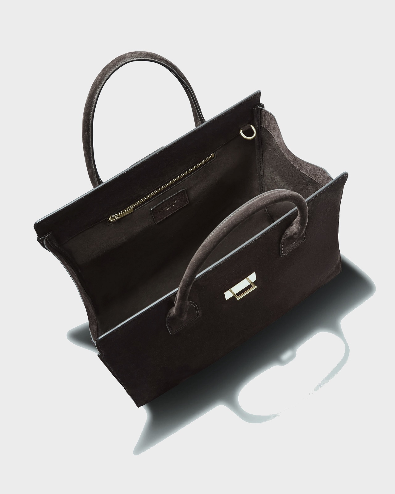 NILI LOTAN Lou Bag in Brown Suede Leather