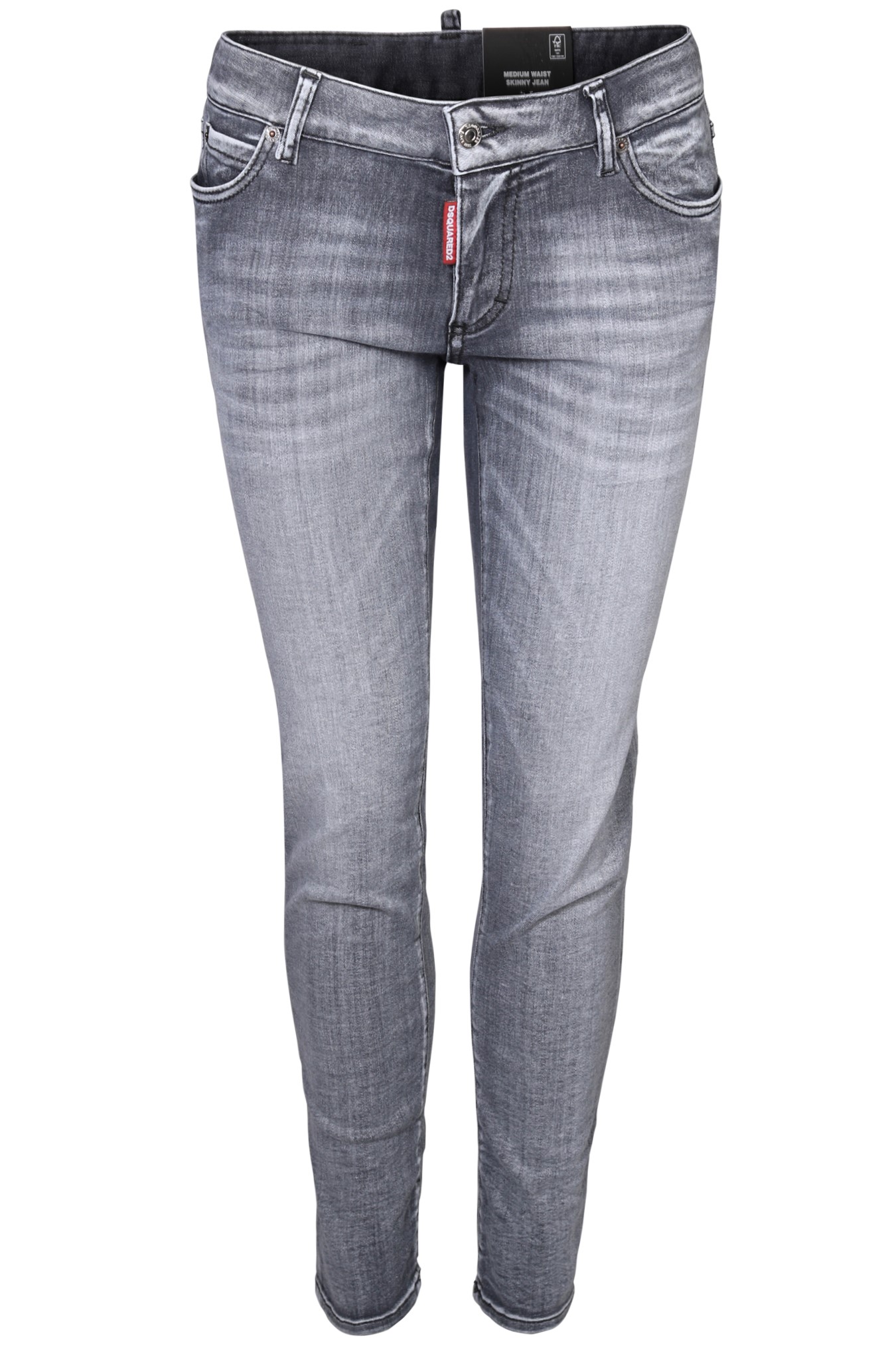 DSQUARED2 Medium Waist Skinny Jeans in Washed Grey