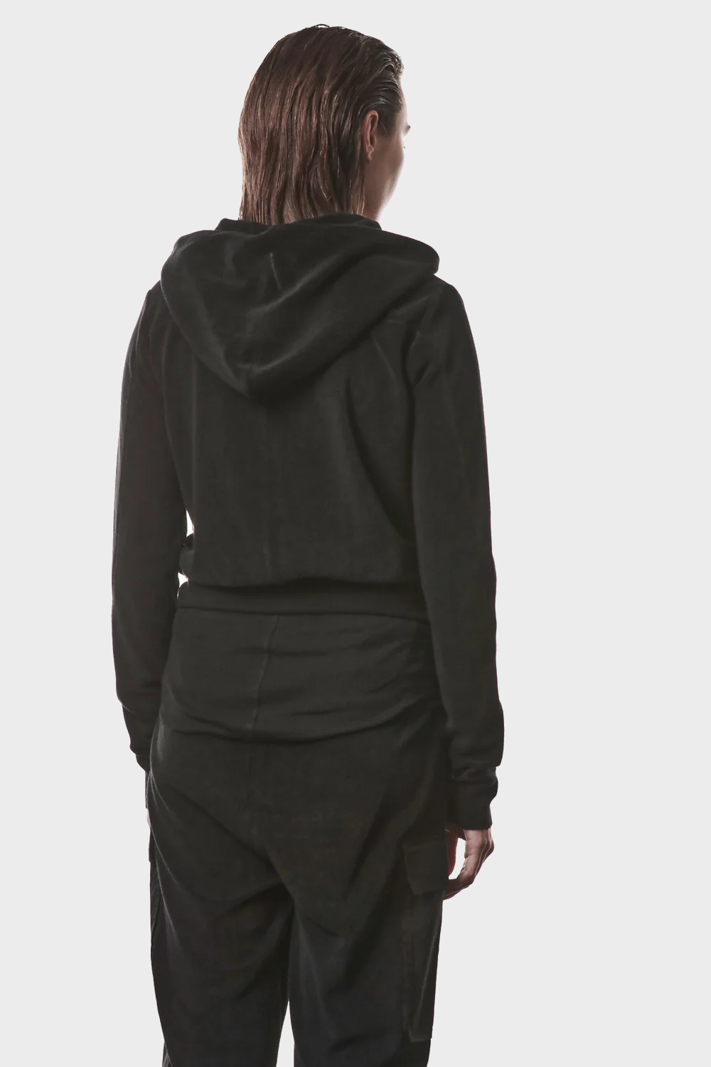 THOM KROM Terry Zip Hoodie in Black