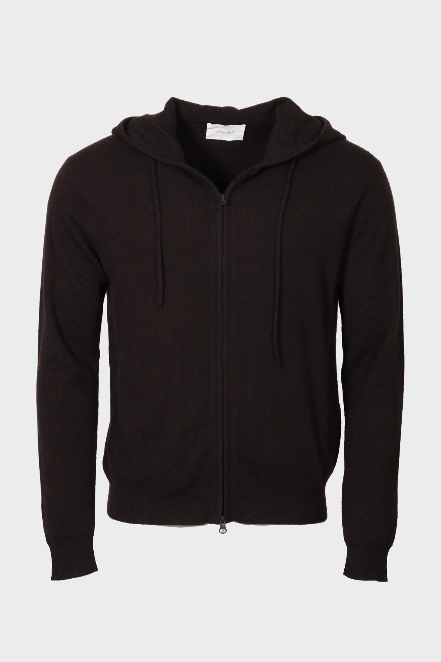 LISA YANG Emerson Cashmere Zip Hoodie in Dark Brown