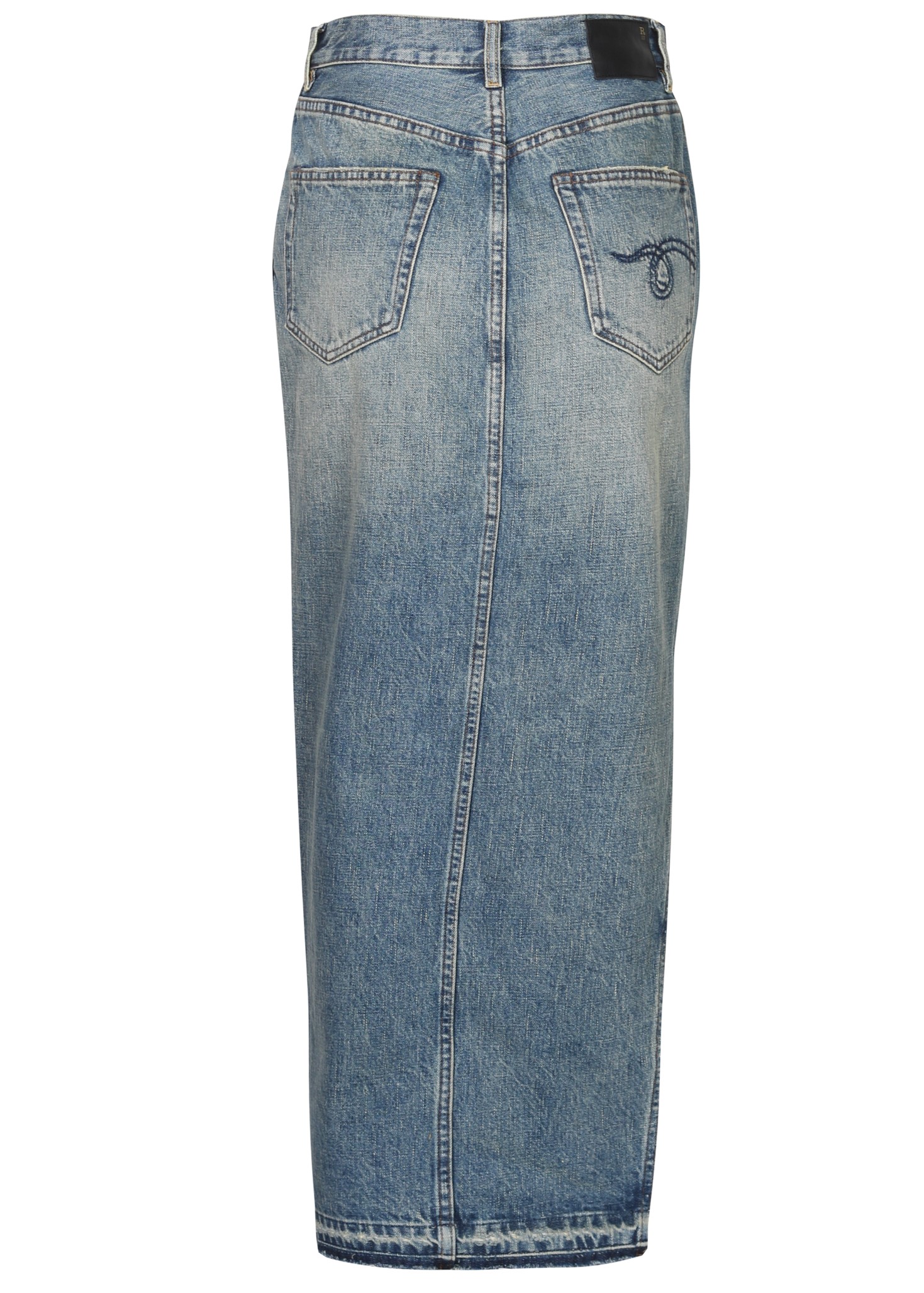 R13 Side Slit Denim Skirt in Clinton Blue 28