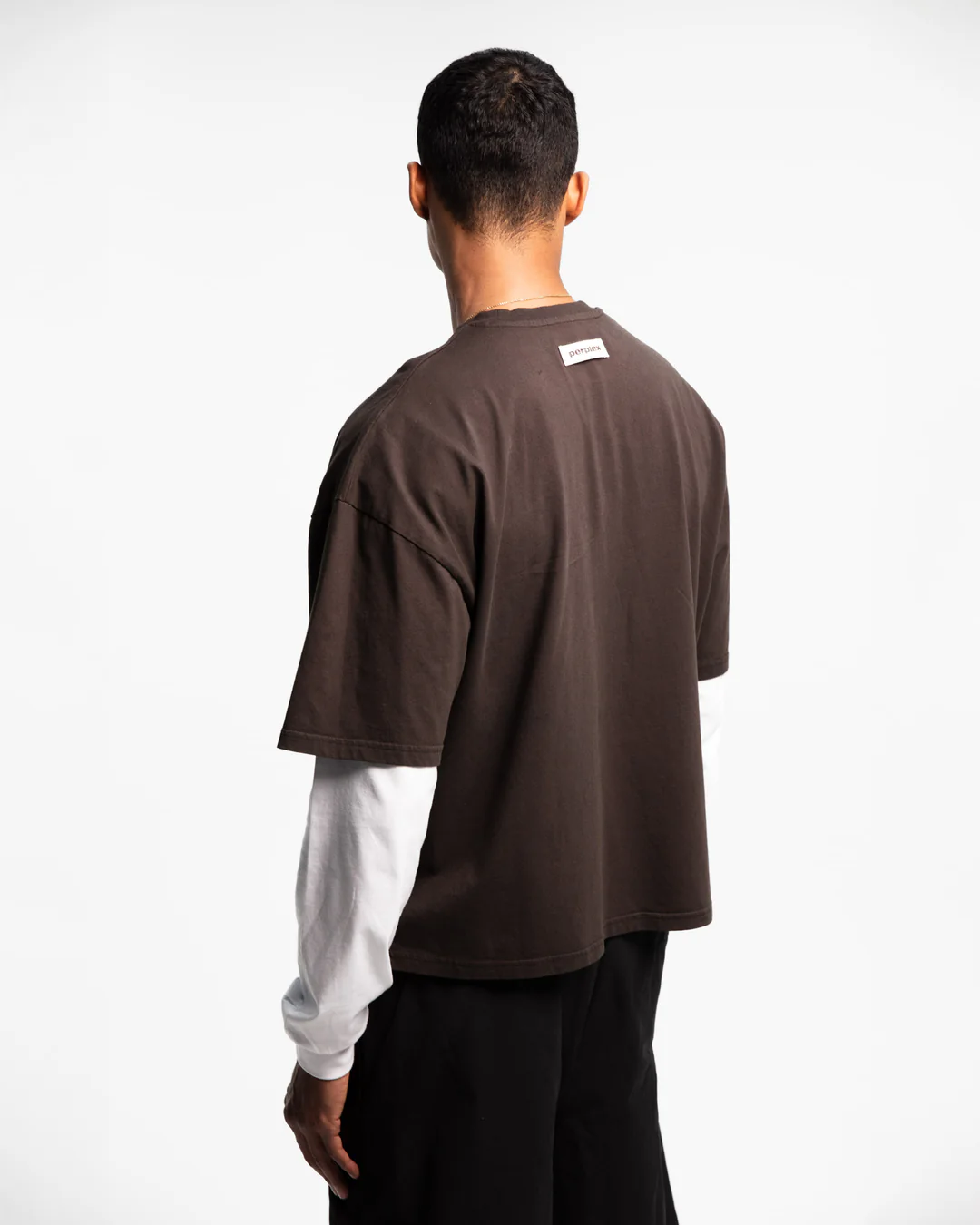 PERPLEX Cropped Boxy Fit Longsleeve T-Shirt in Brown