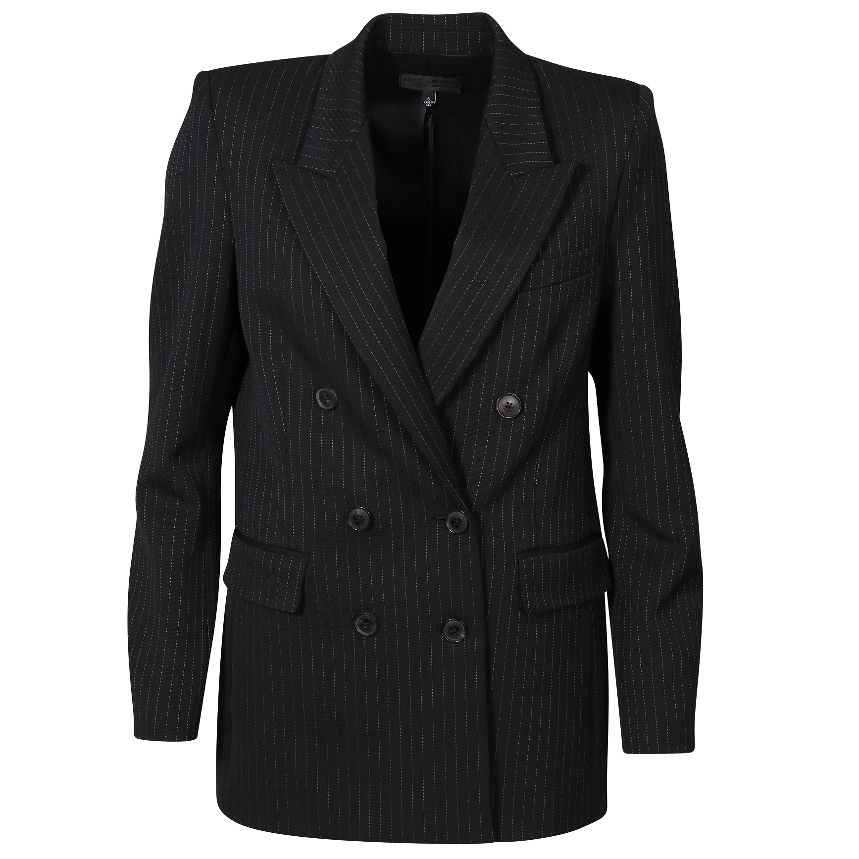 NILI LOTAN Valerie Blazer in Black Pinstripes