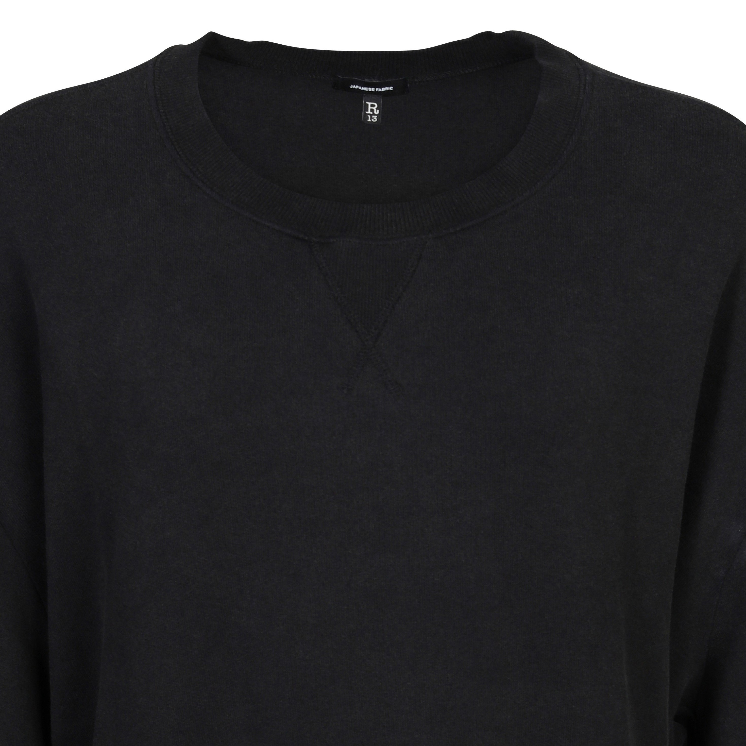 R13 Convertible Crew Neck Sweatshirt in Acid Black M