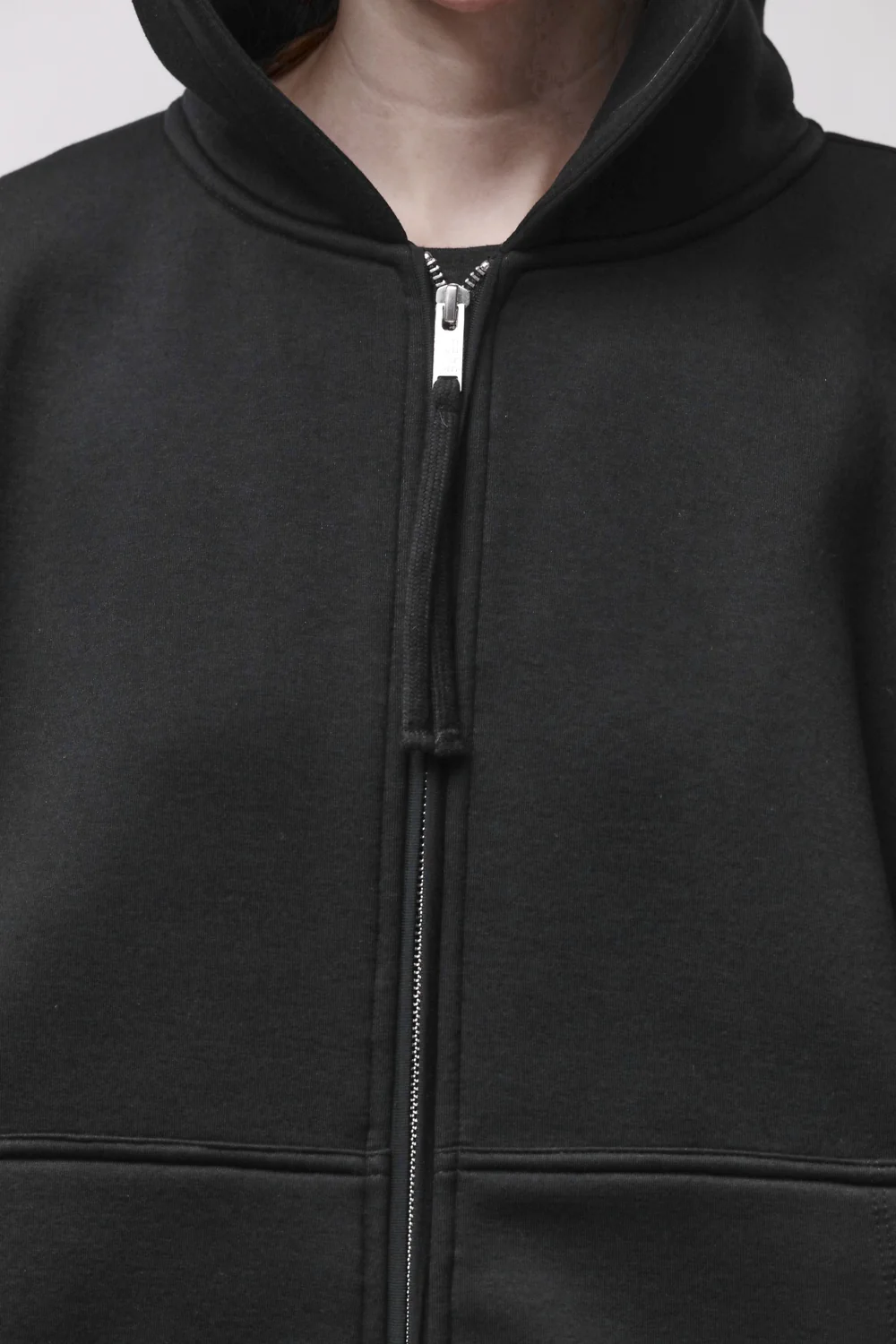 THOM KROM Neoprene Oversize Zip Hoodie in Black