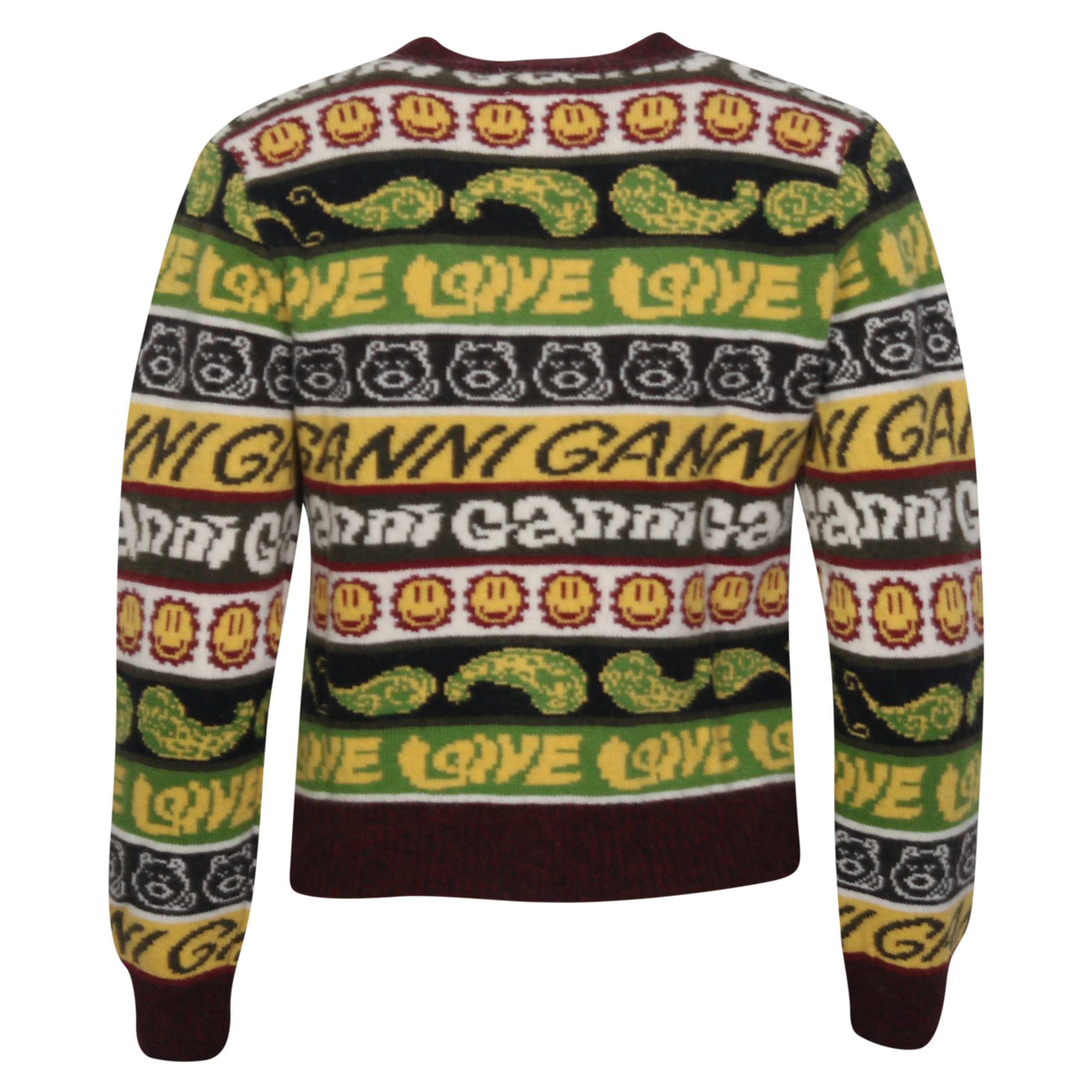 Ganni Recycled Wool Mix Knit Cardigan Multicolour