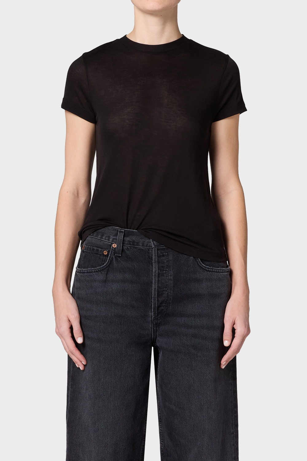 AGOLDE Adine Tencel Tee in Black
