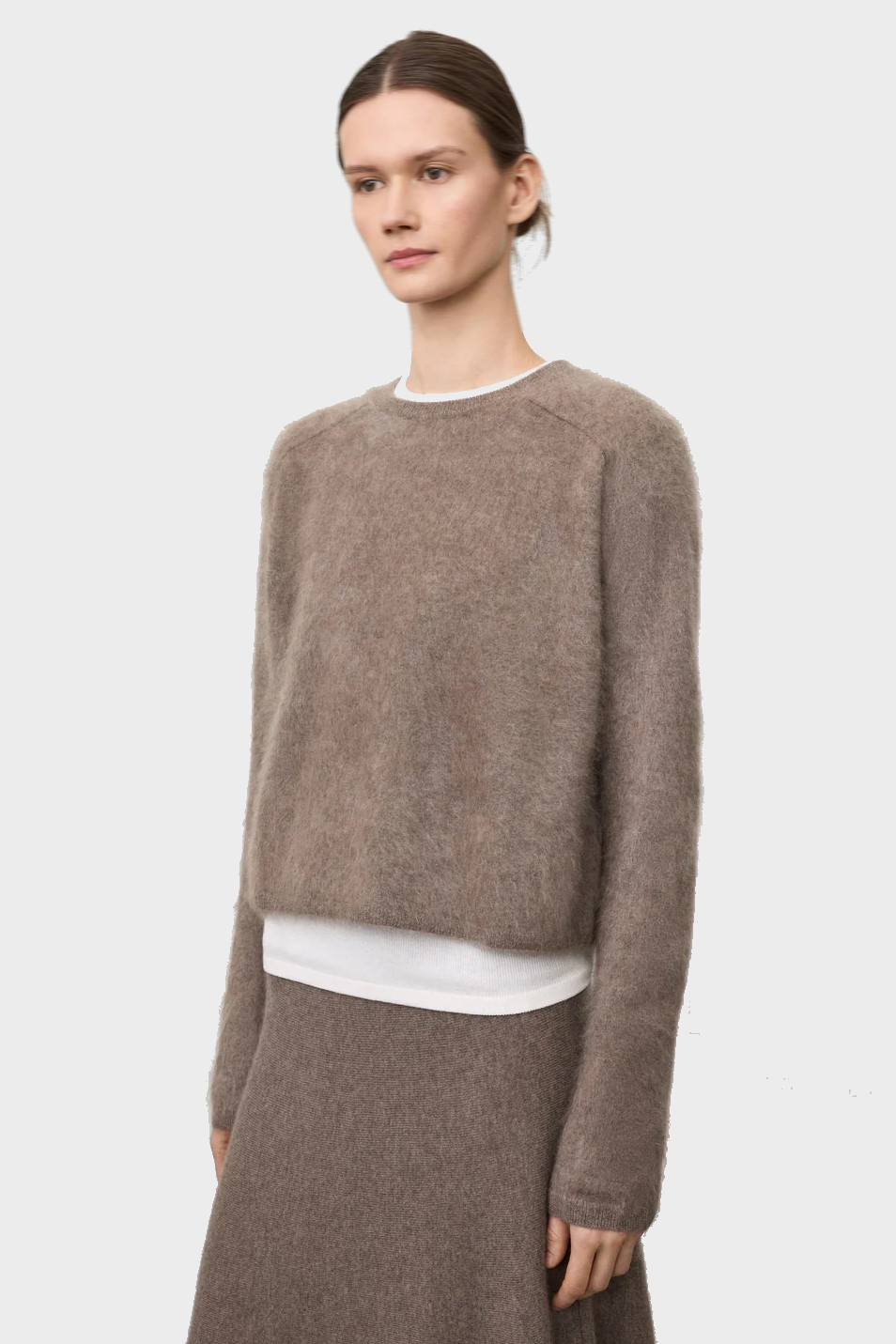 LISA YANG Brushed Cashmere Sweater in Truffle