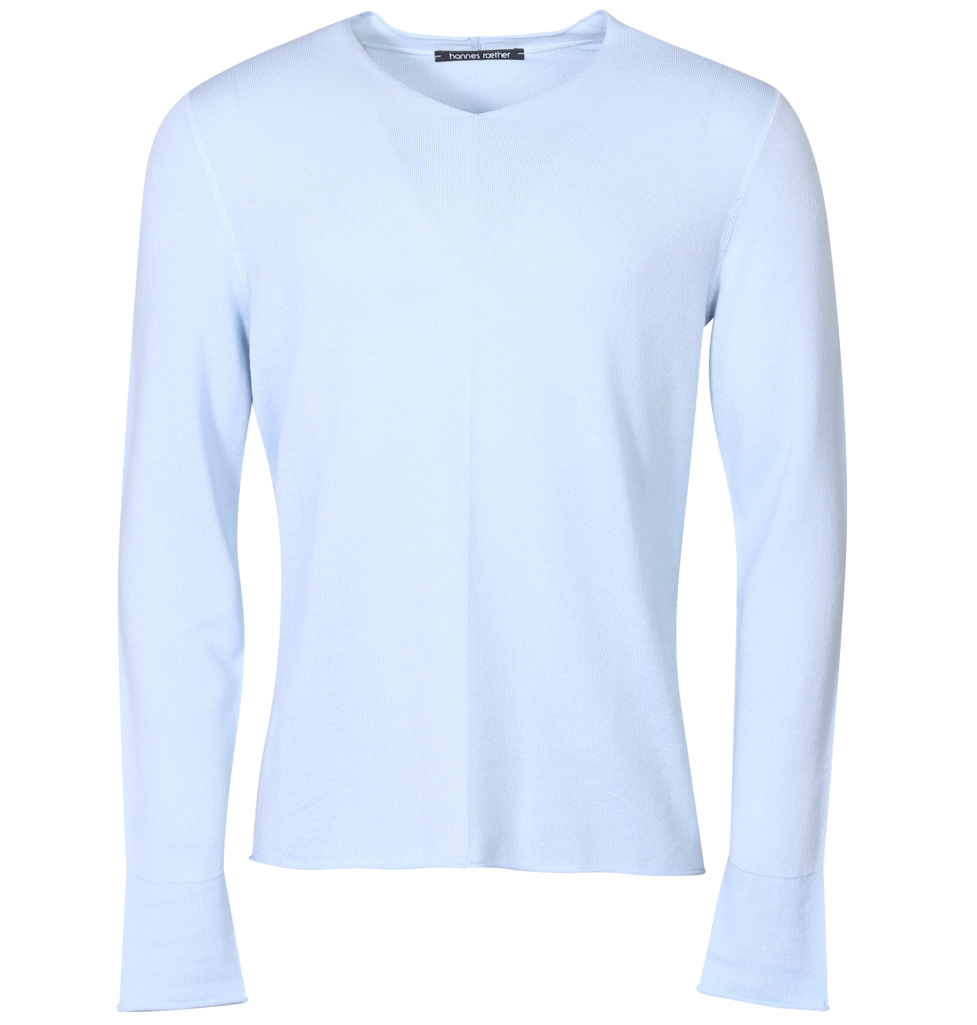 HANNES ROETHER V-Neck Knit Pullover in Light Blue