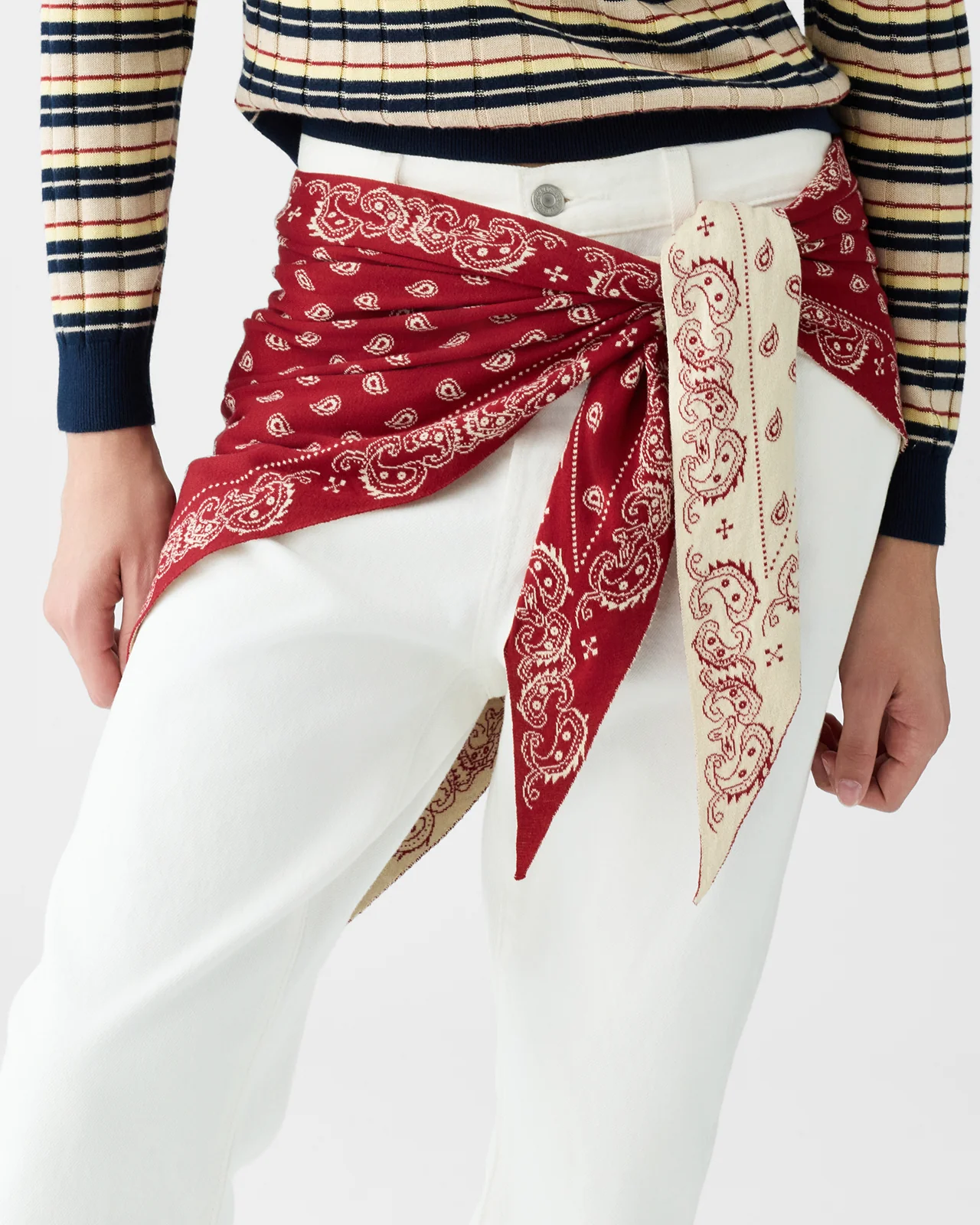 GUEST IN RESIDENCE Wild Rag Scarf in Carmine/Butter