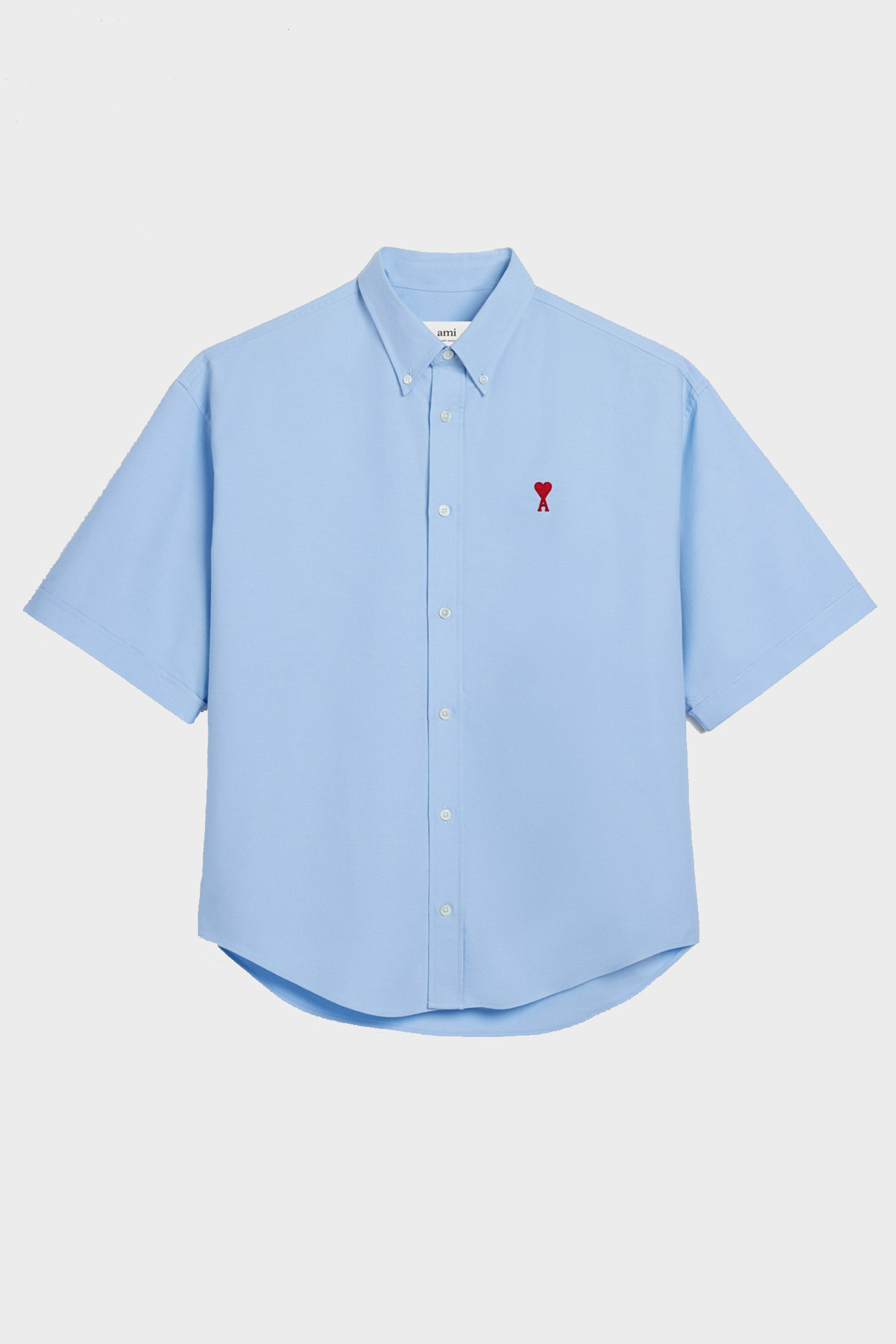 AMI PARIS de Coeur Boxy Fit Short Sleeve Shirt in Cashmere Blue M