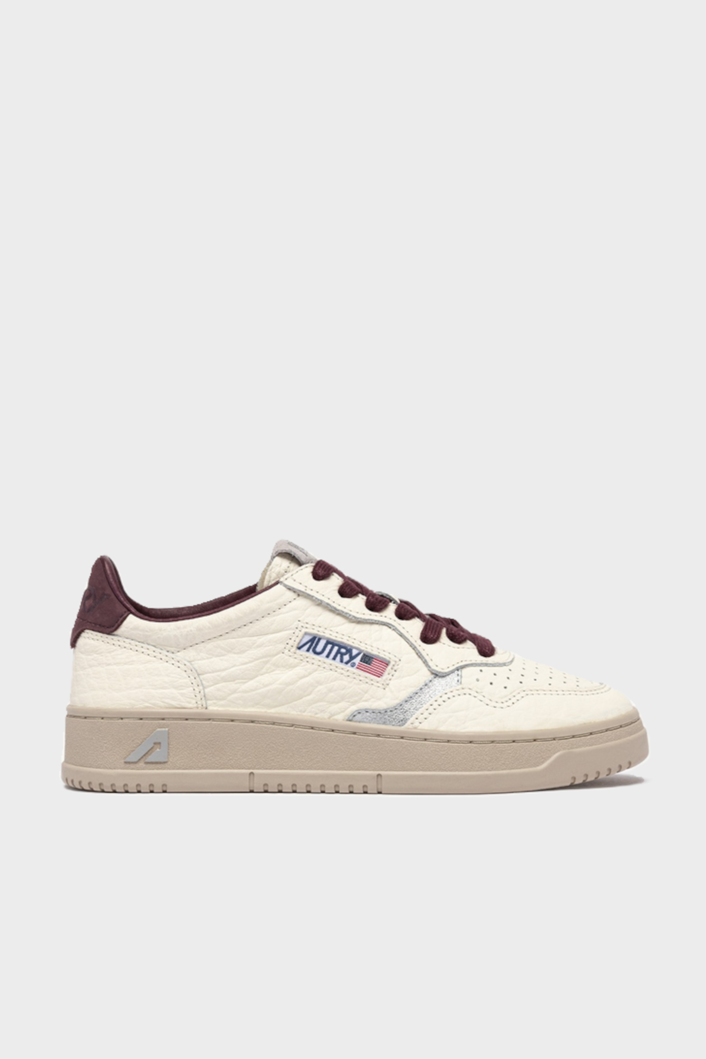 AUTRY ACTION SHOES Medalist Low Sneaker Elephant in Fig/SIlver