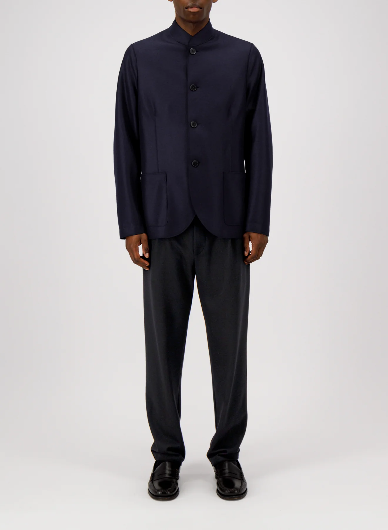 HARRIS WHARF Superfine Merino Jacket in Navy