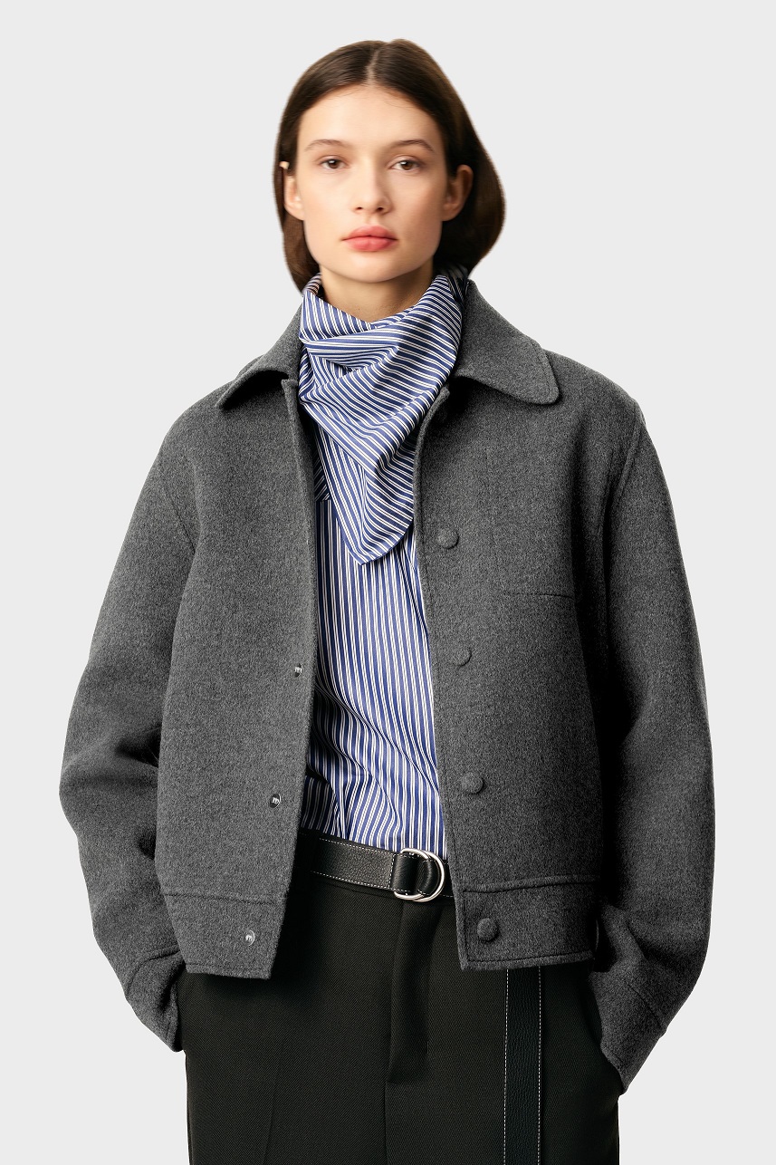 AMI PARIS de Coeur Boxy Fit Wool Jacket in Heather Grey