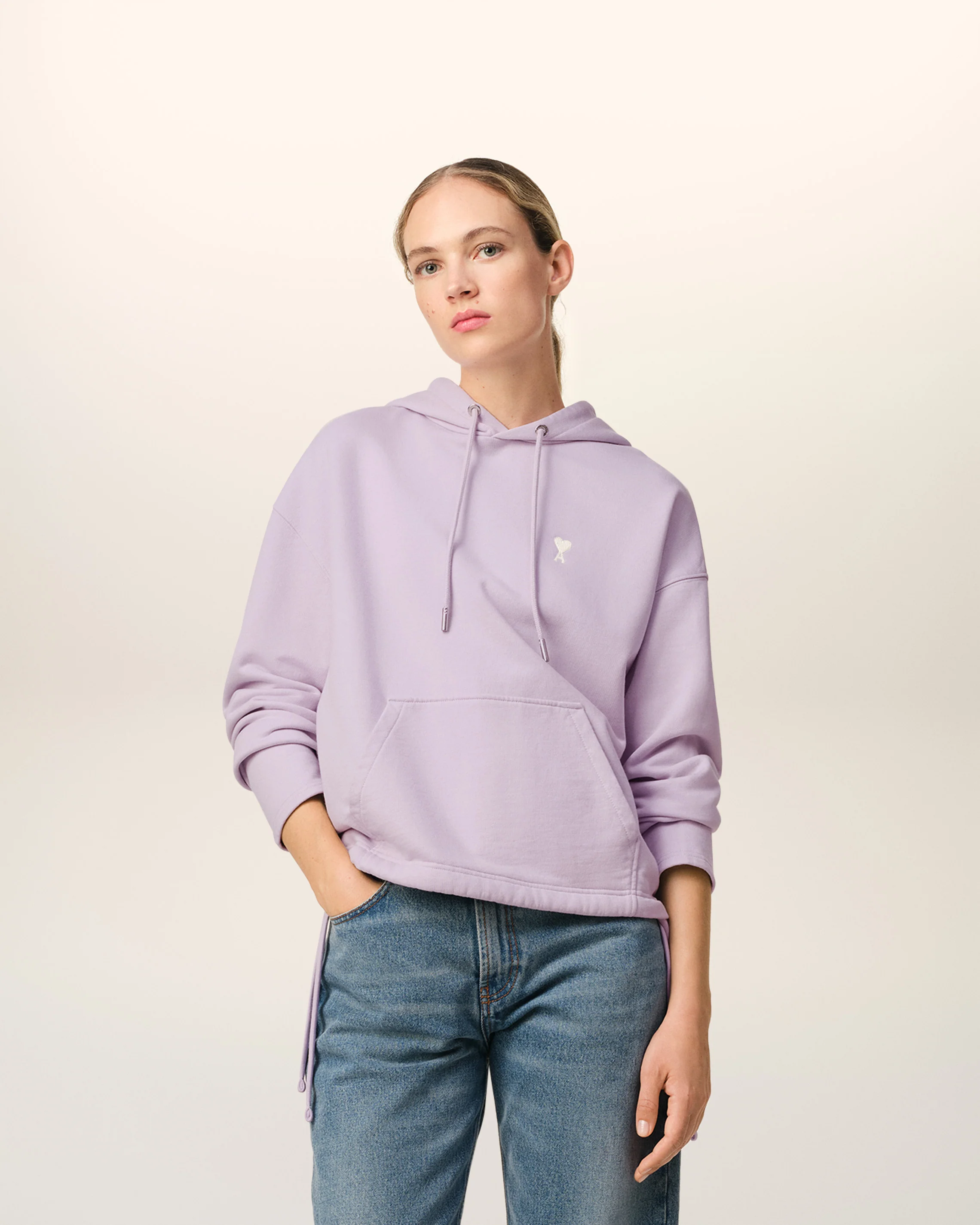 AMI PARIS Drawstring Hoodie in Lilac AMI PARIS Drawstring Hoodie in Lilac
