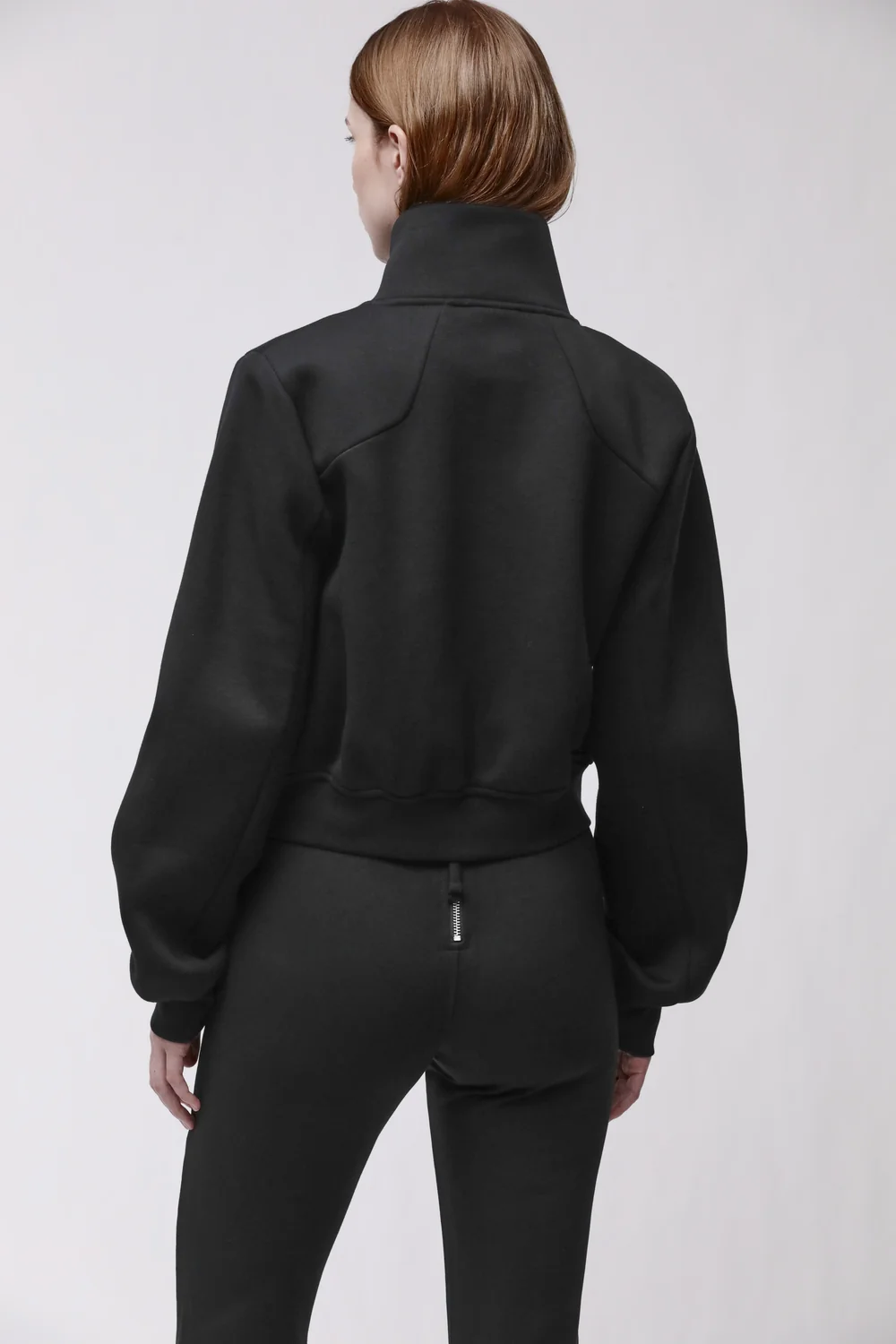 THOM KROM Neoprene Short Zip Hoodie in Black
