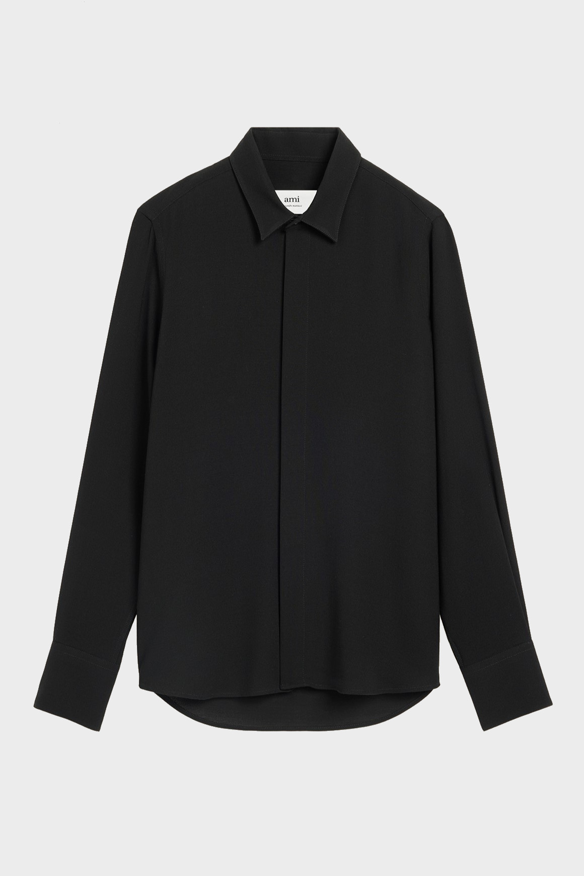 AMI PARIS De Coeur Gabardine Classic Shirt in Black
