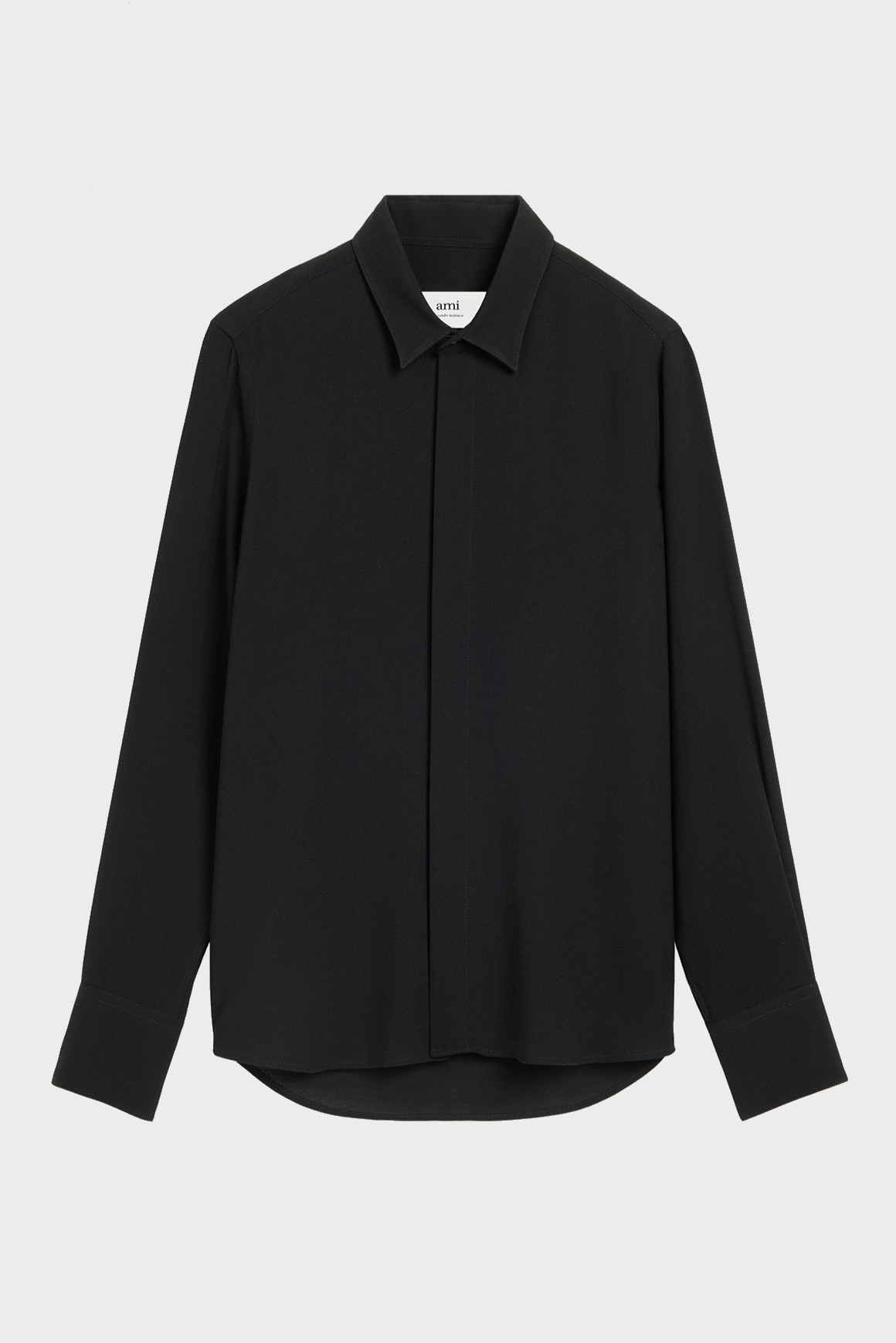 AMI PARIS De Coeur Gabardine Classic Shirt in Black XS