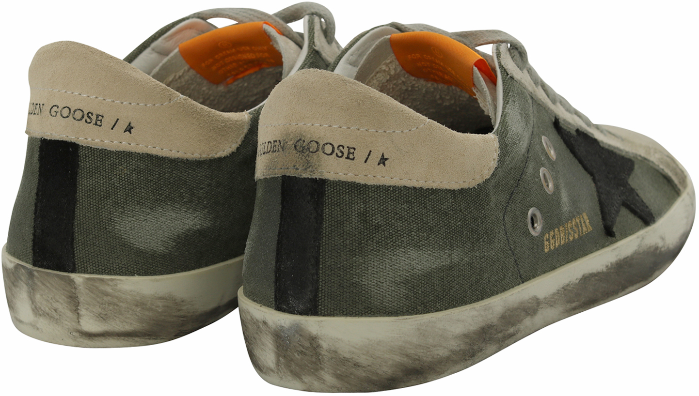 Golden Goose Superstar Green Canvas-Black Suede Star